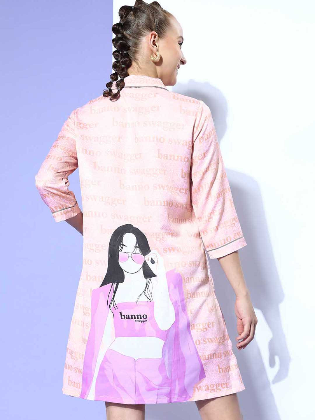 Bannos Swagger Pink Graphic Joyful Retreat Nightdress