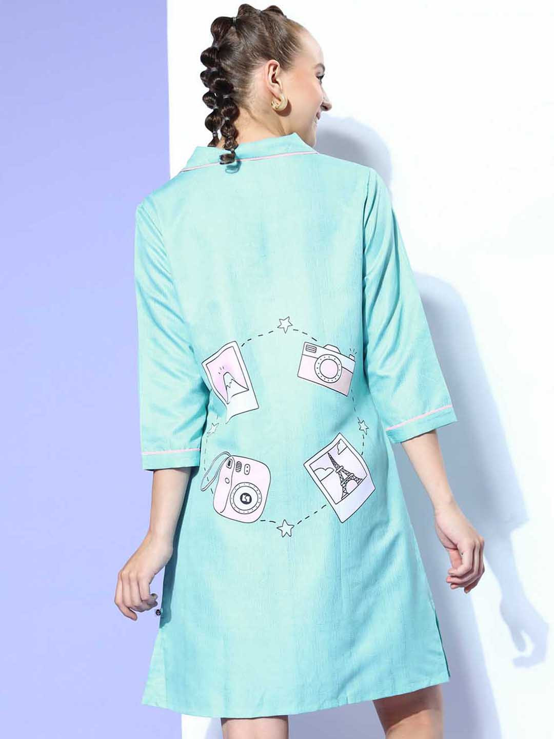 Bannos Swagger Turquoise Blue Conversational Joyful Retreat Nightdress