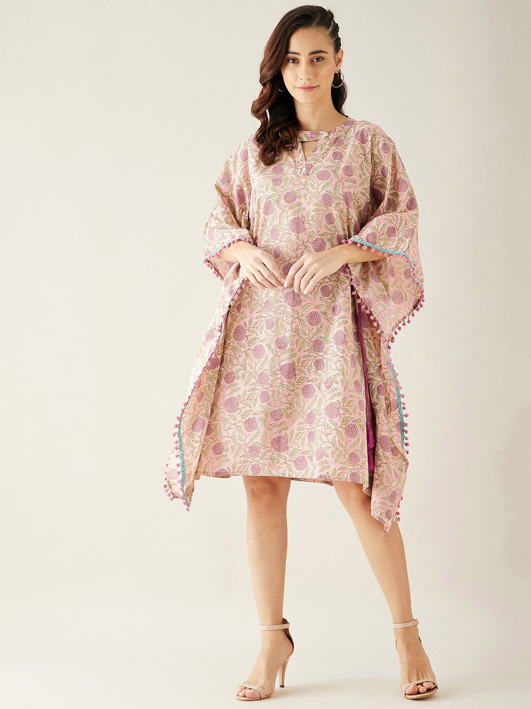 The Kaftan Company Pink Floral Kaftan Dress