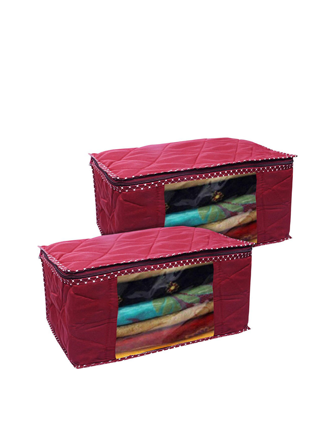 Kuber Industries Set of 2 Maroon Foldable Parachute Saree Covers
