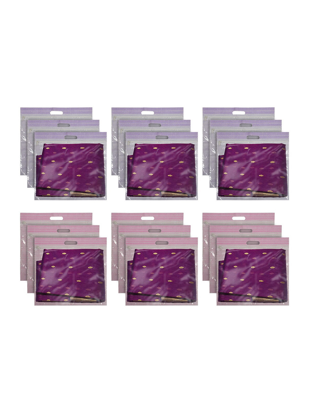 Kuber Industries Set Of 18 Single Saree Covers With Transparent Window With Handle