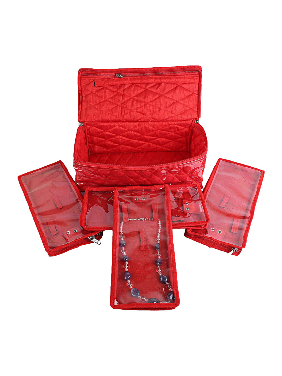 Kuber Industries Red Solid Jewellery Organisers