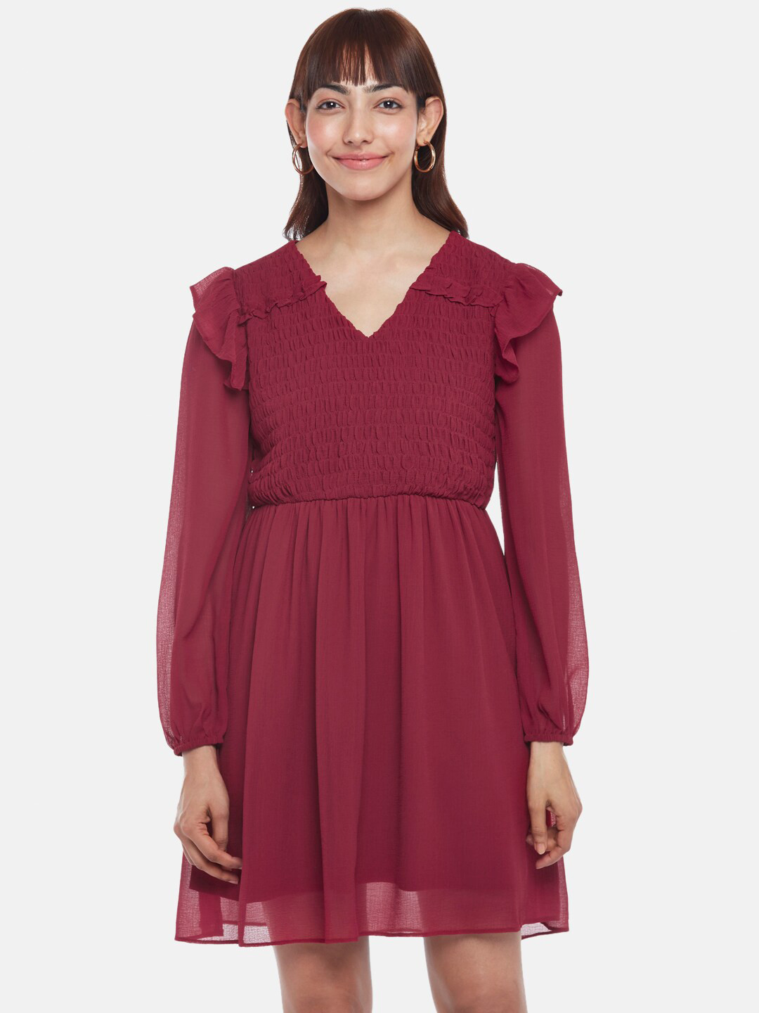 Honey by Pantaloons Women Maroon Dress
