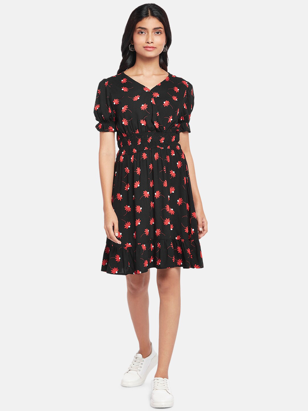 People Black Floral Dress