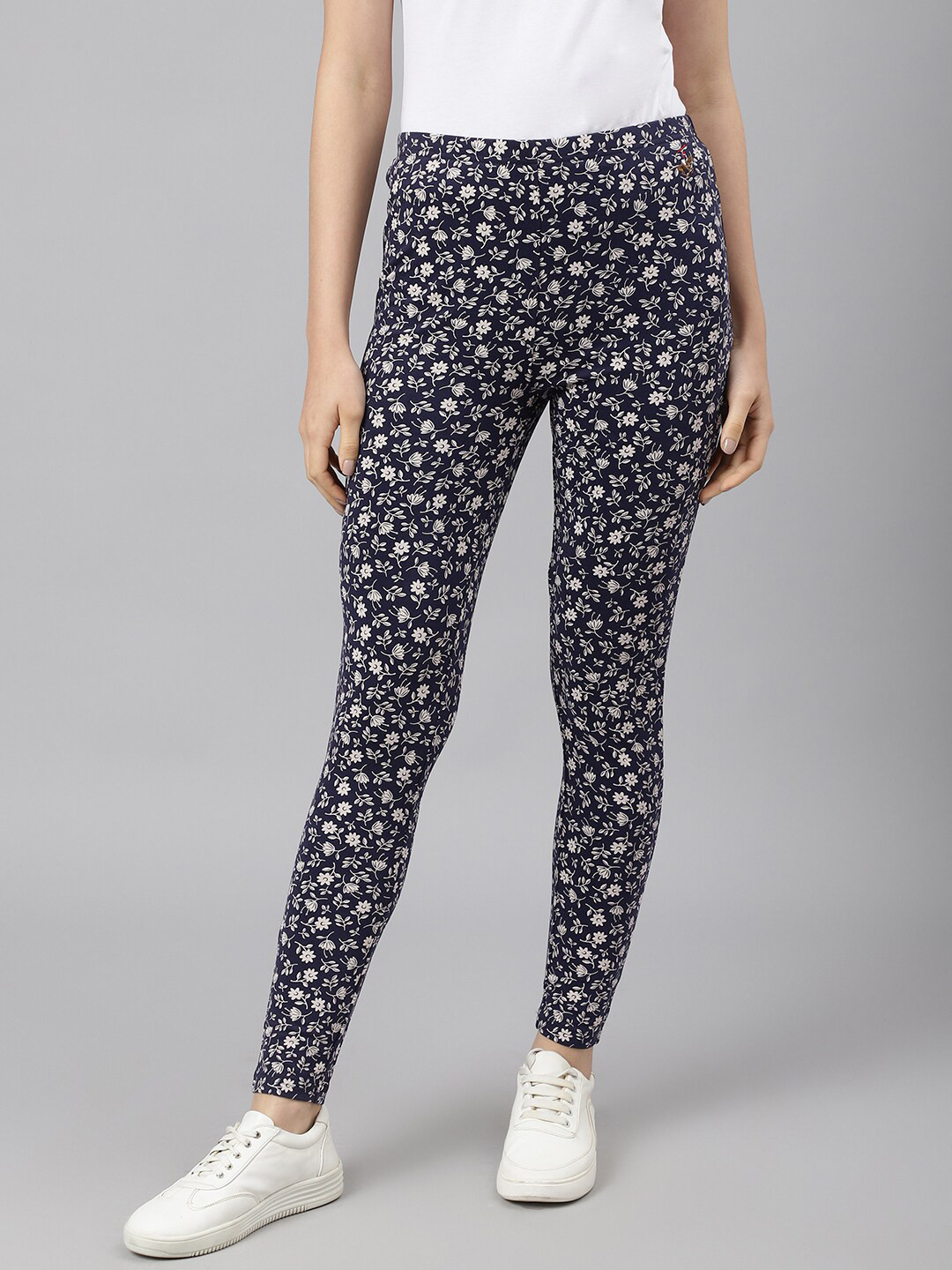 Beverly Hills Polo Club Women Navy Blue Printed Ankle-Length Leggings