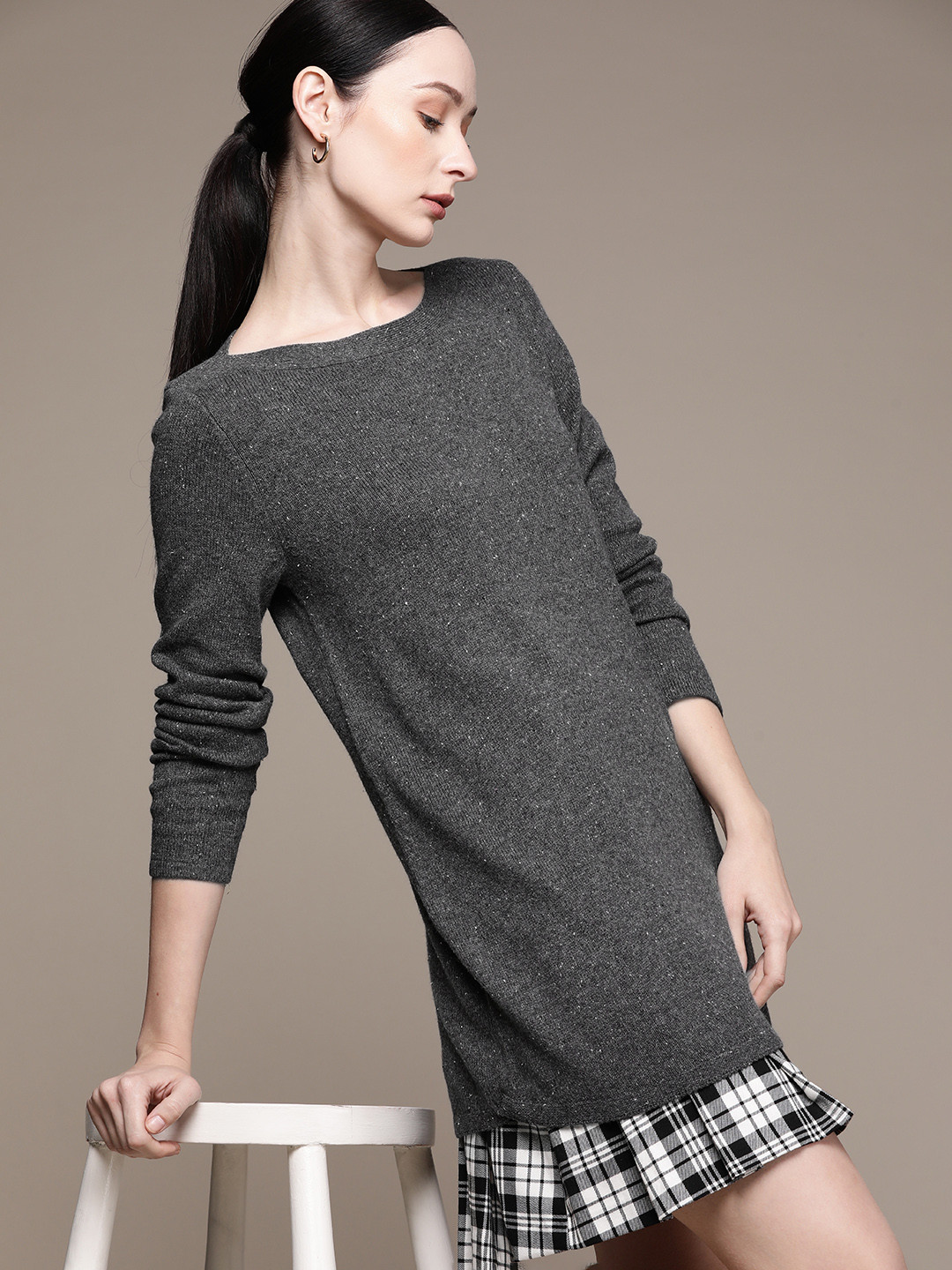 Macy's Karen Scott Women Speckled Longline Cotton Acrylic Pullover