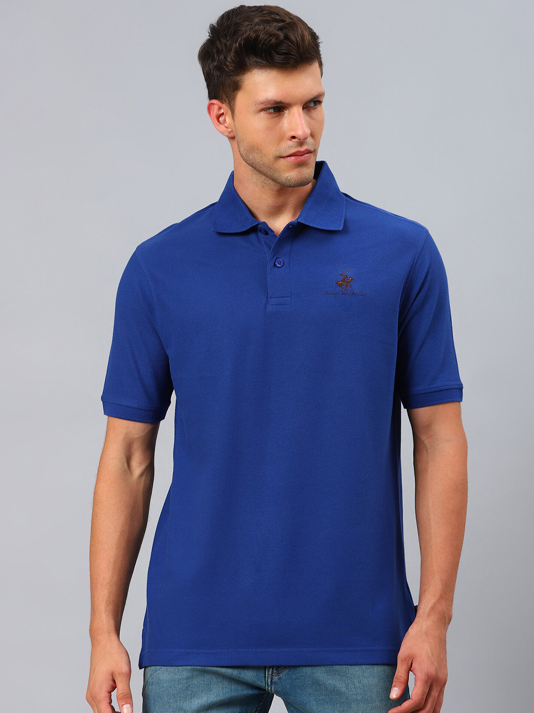 Beverly Hills Polo Club Men Blue Polo Collar Oversized T-shirt