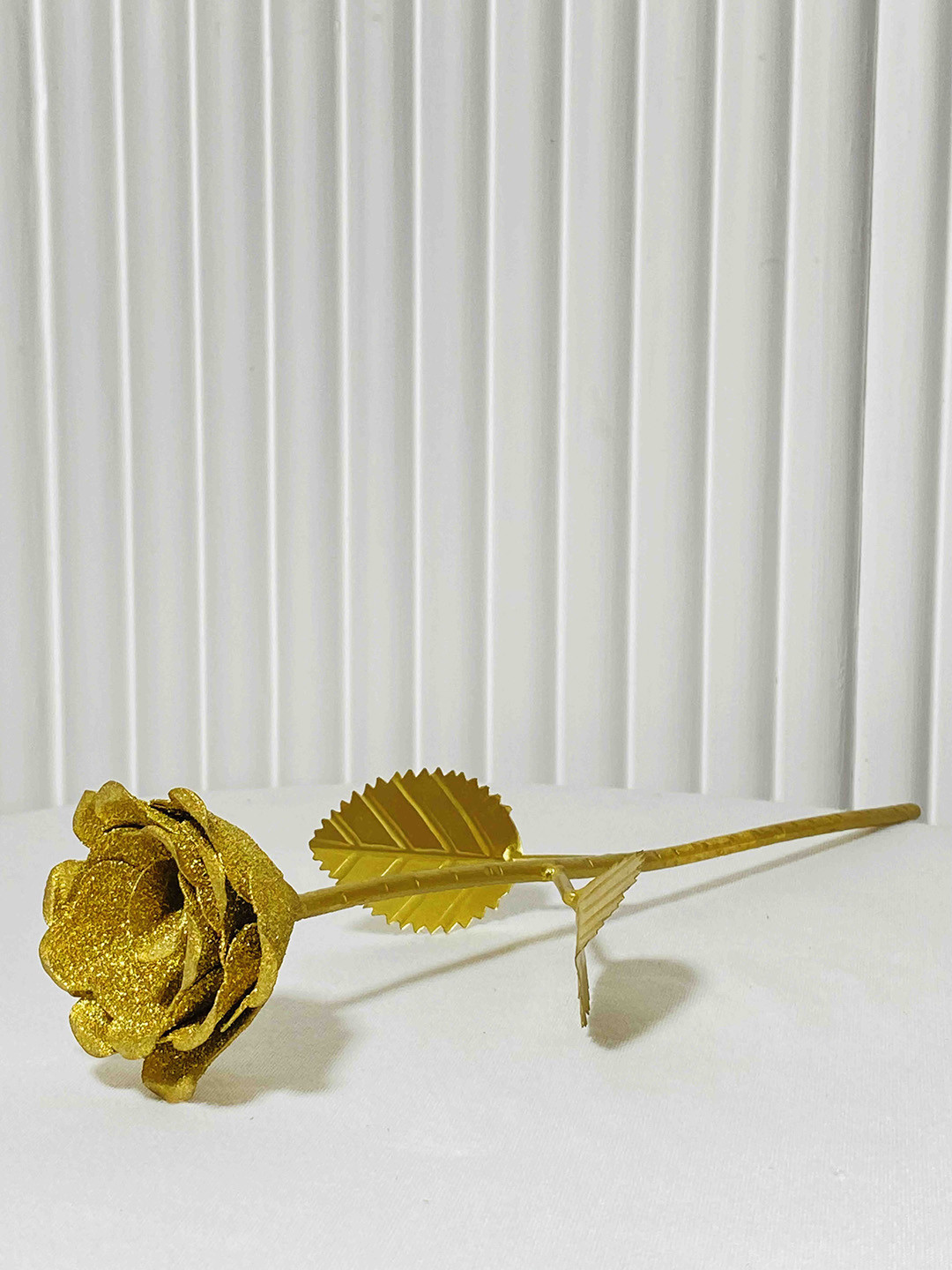 Folkstorys Gold-Toned Rose Artificial Flowers and Plants