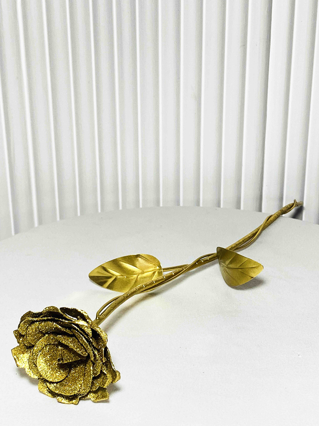 Folkstorys Gold-Toned Rose Metal Artificial Flowers and Plants