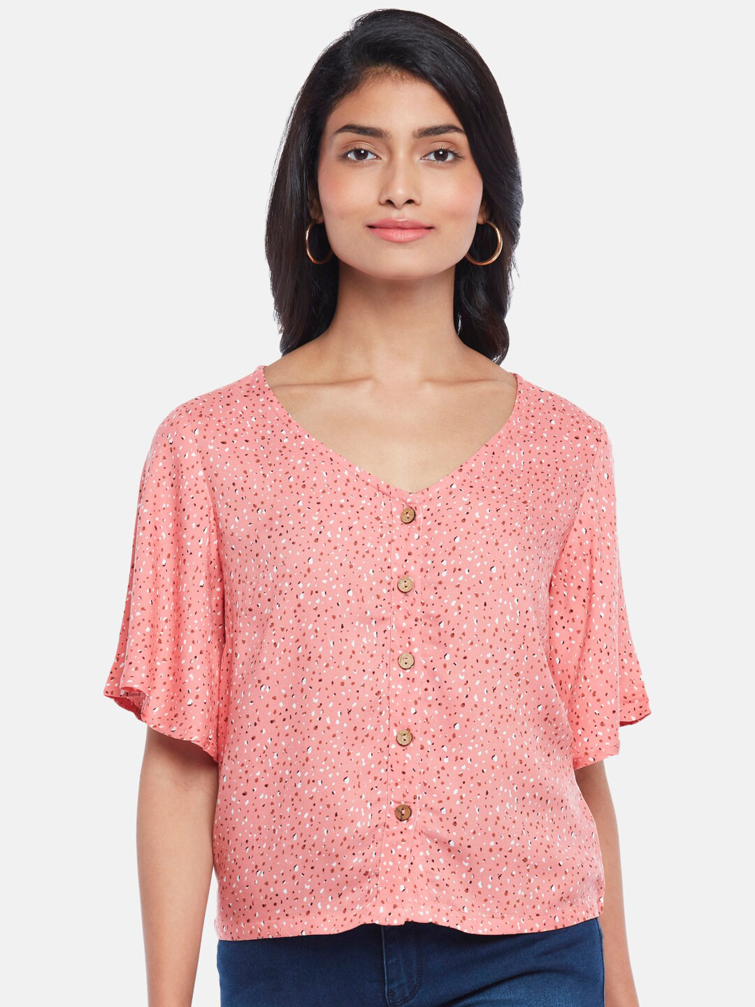 Honey by Pantaloons Pink Abstract Print Top