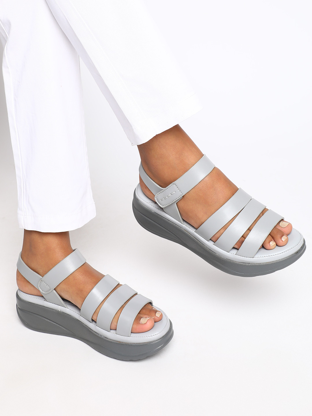 Marc Loire Grey PU Work Platform Heels