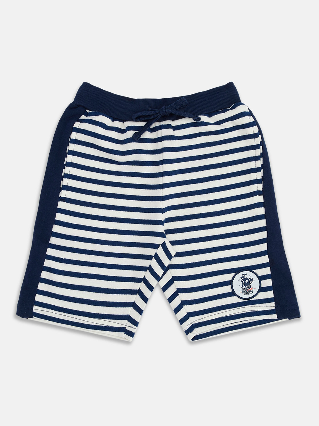 Pantaloons Junior Boys Navy Blue Striped Cotton Shorts