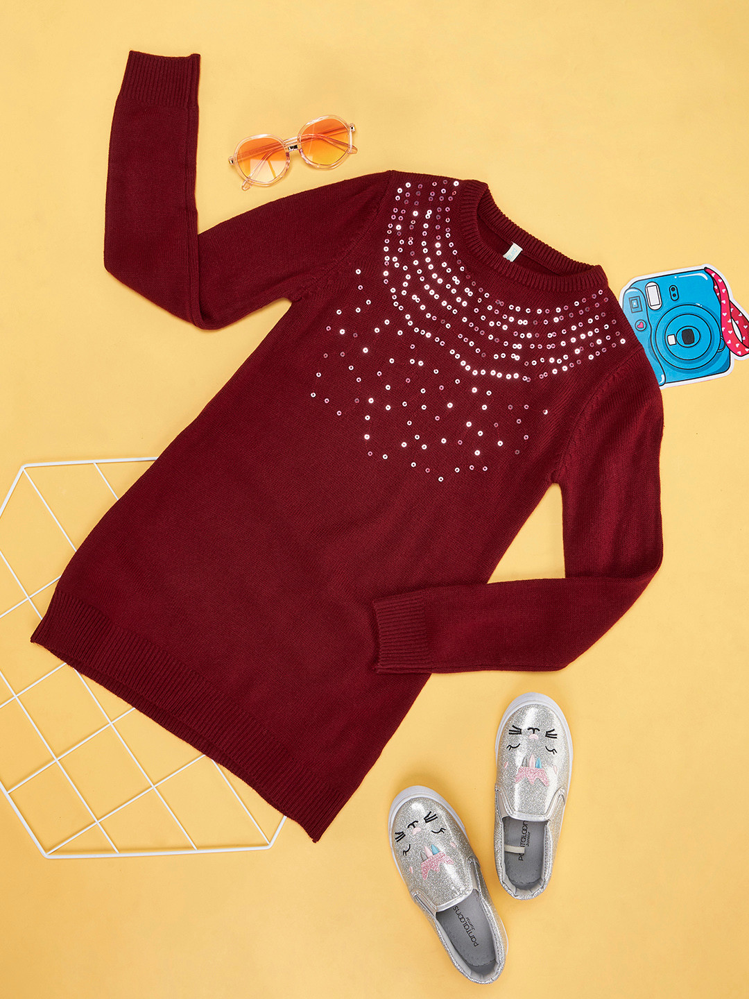 Pantaloons Junior Girls Red Embellished Pullover