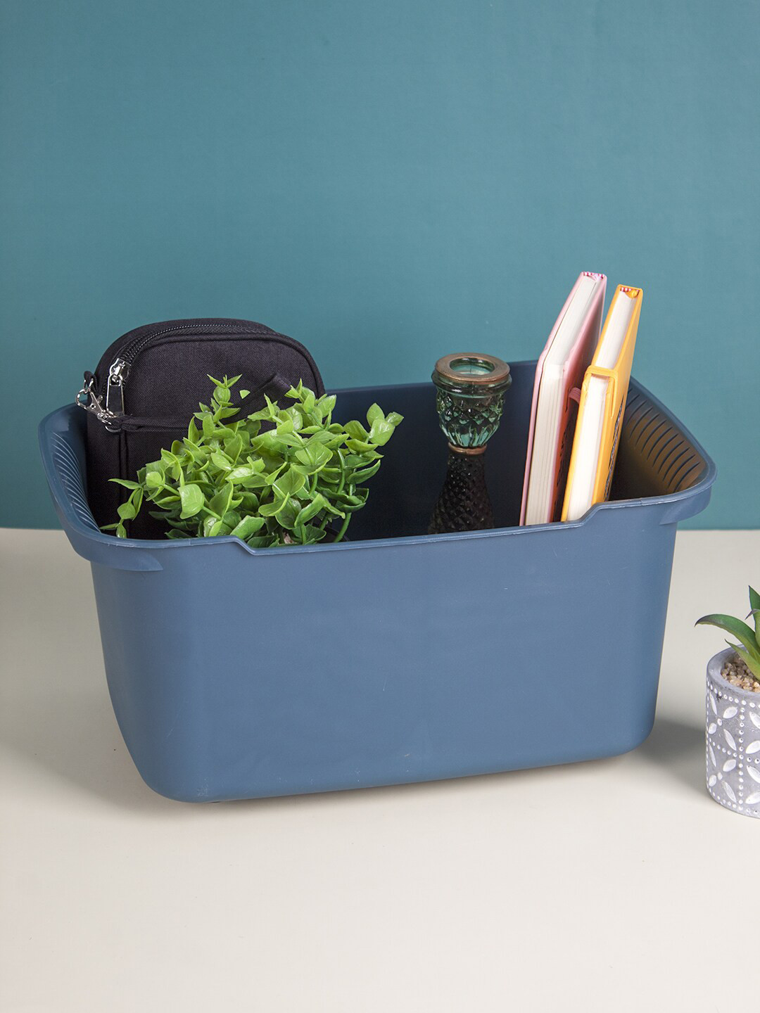 MARKET99 Blue Solid Multipurpose Portable Storage Basket
