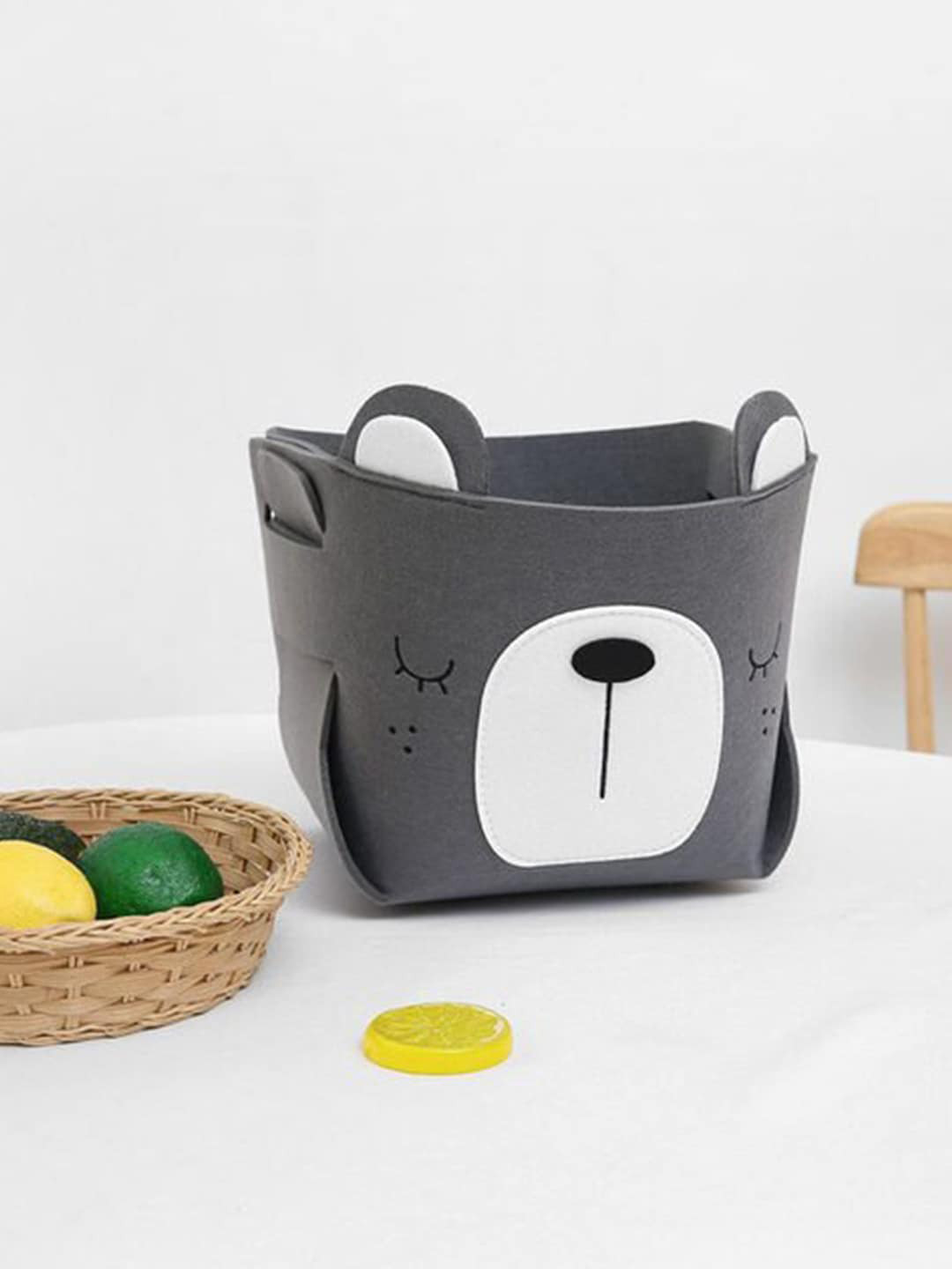 MARKET99 Grey Printed Basket Organisers With Handle