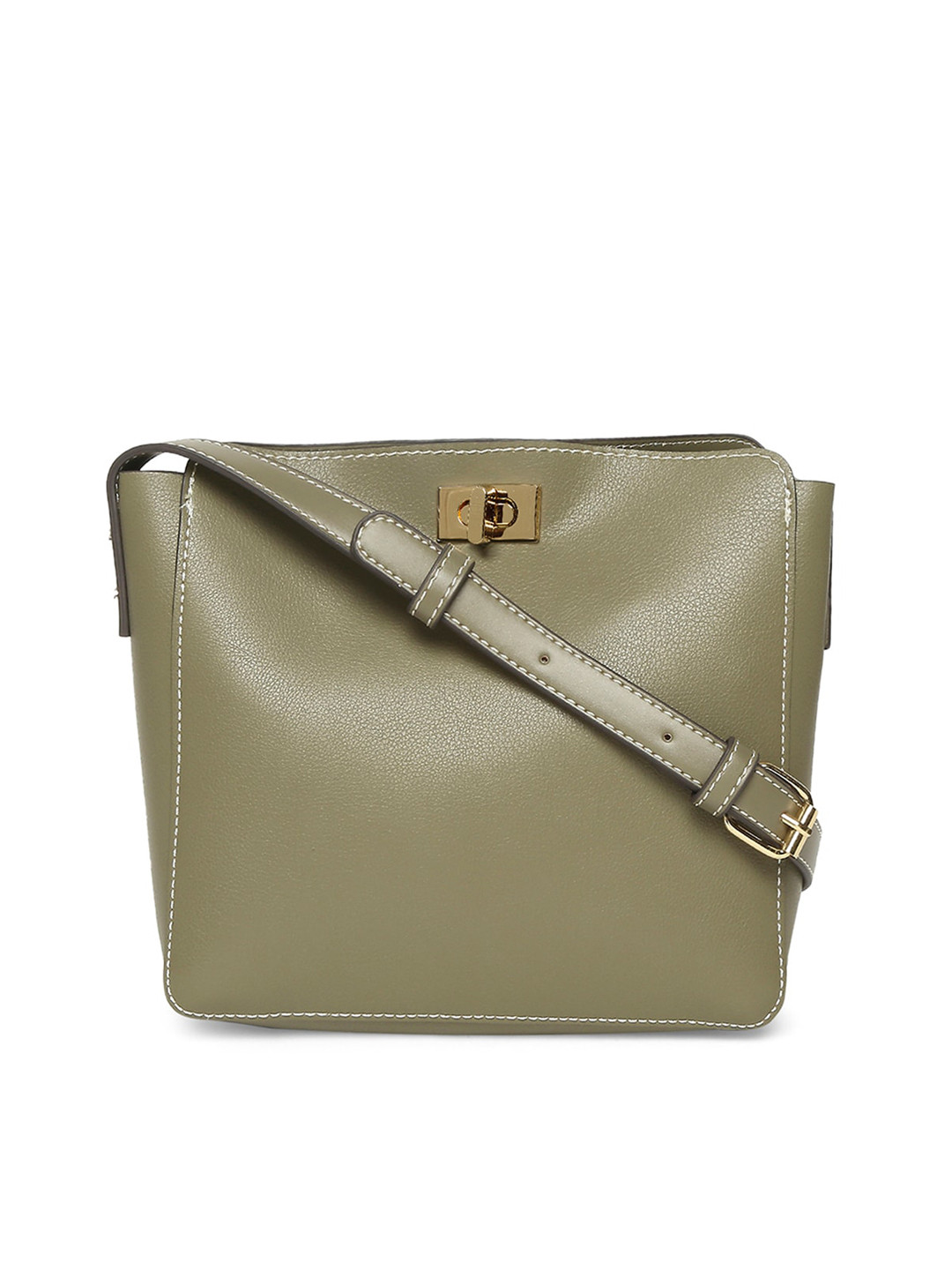 Accessorize London Women Faux Leather Twist Lock Sling Bag