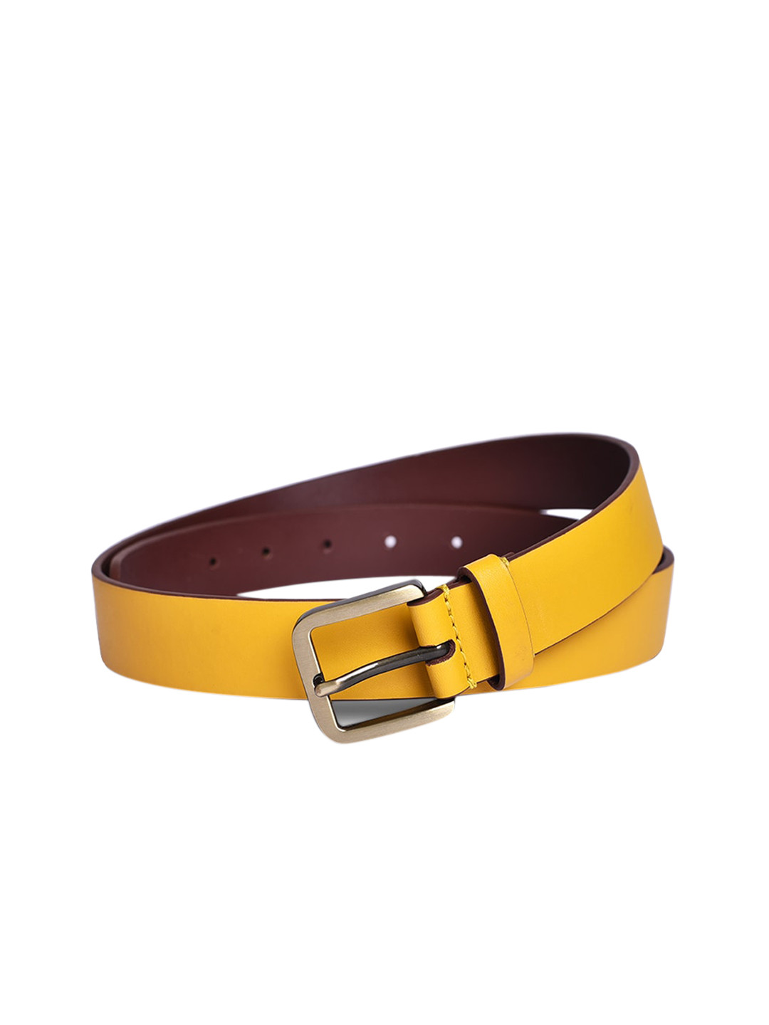Belwaba Women Yellow Leather Belt