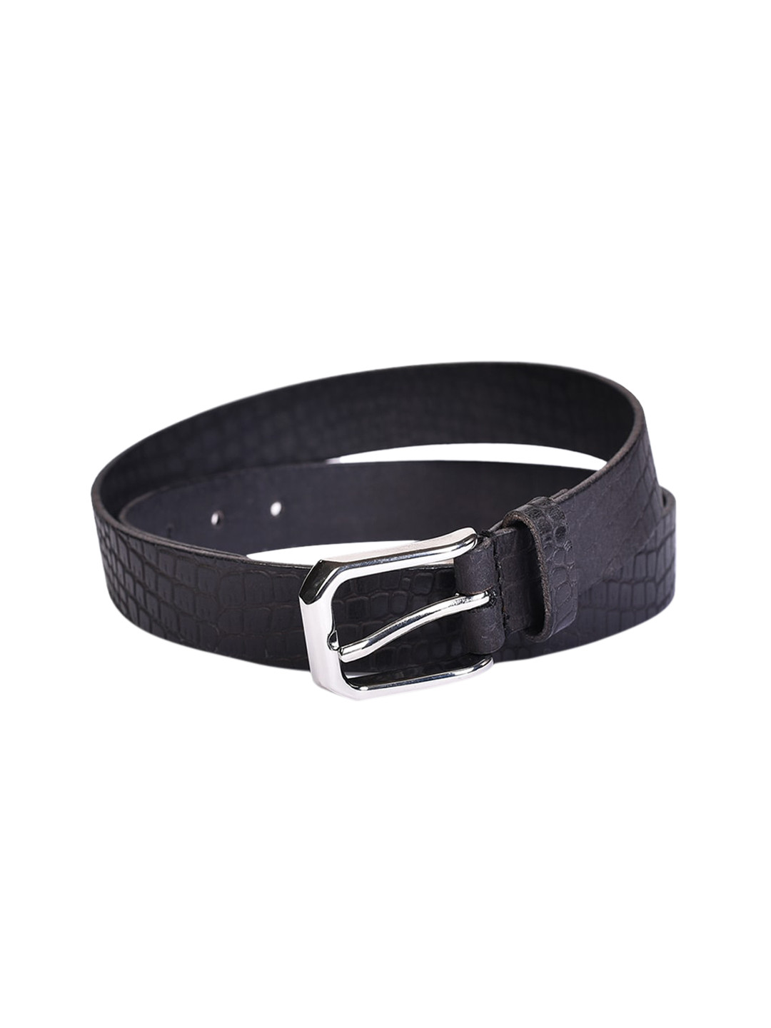Belwaba Women Black Textured Leather Belt