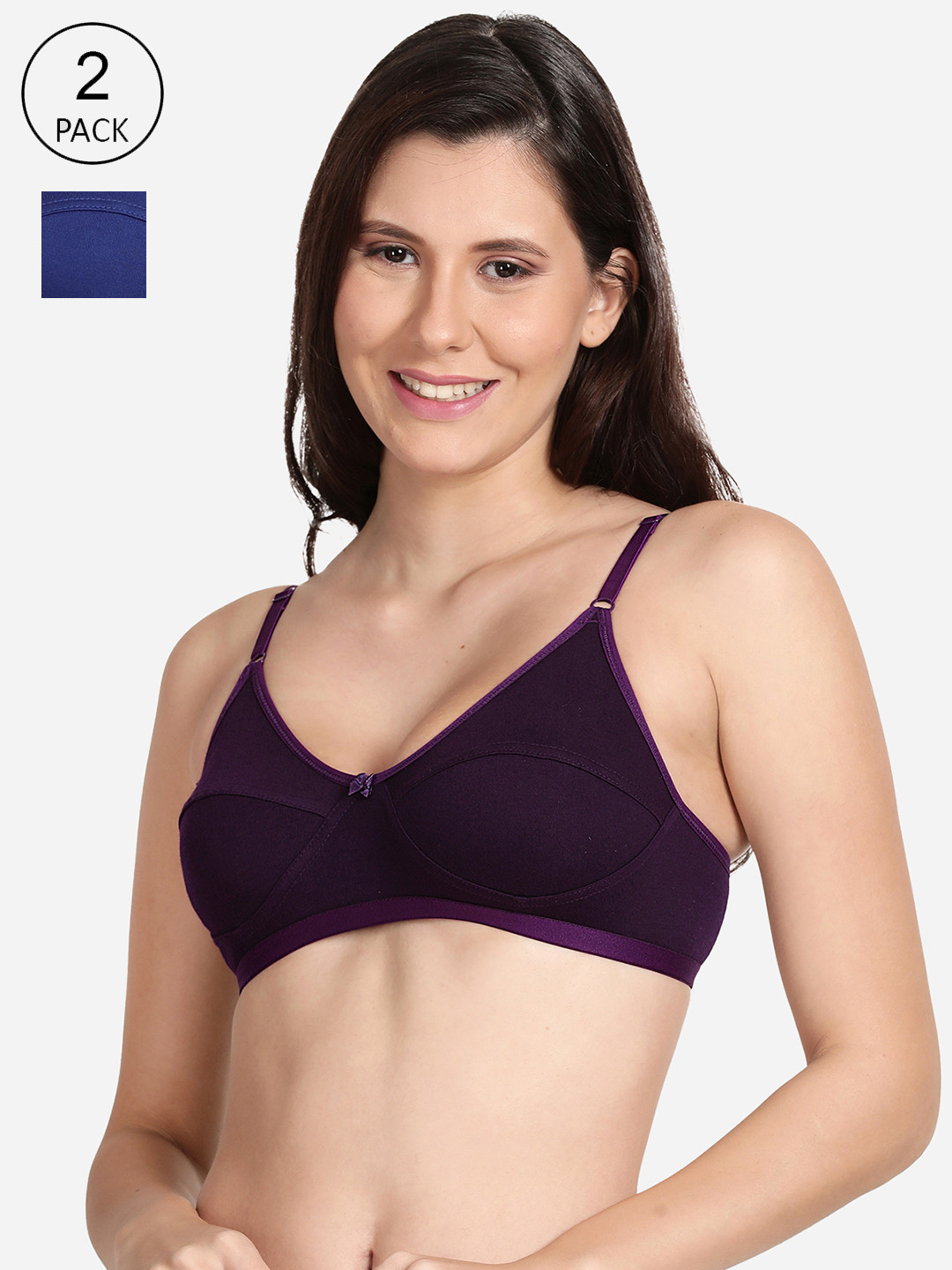 Shyaway Pack Of 2 Women Purple & Blue Non-wired Bra