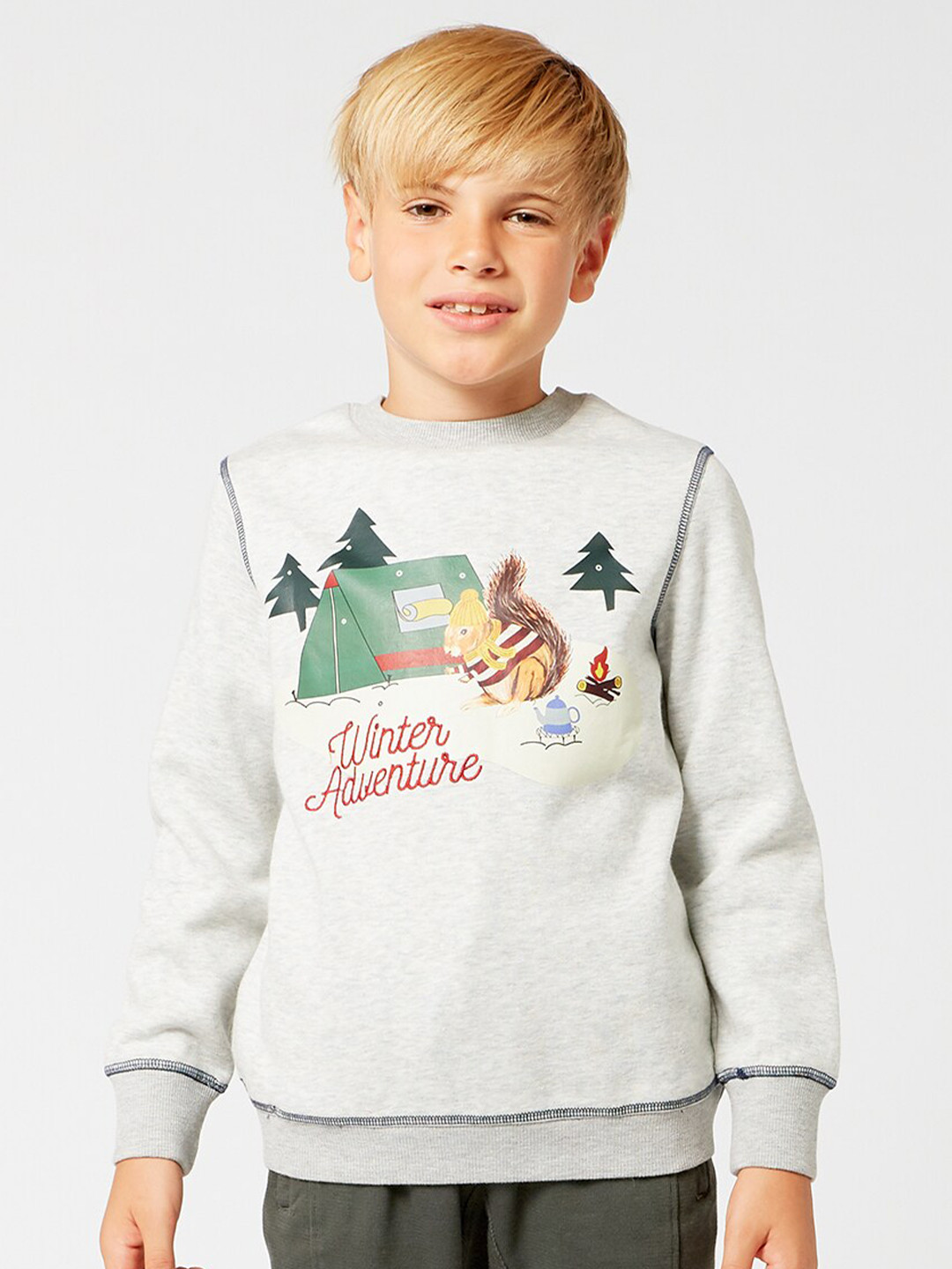 One Friday Boys Grey Printed Sweatshirt