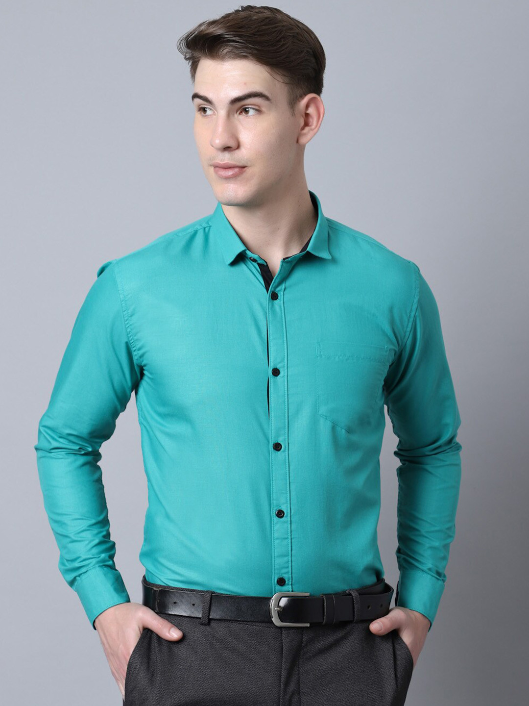 Majestic Man Men Teal Blue Slim Fit Formal Shirt