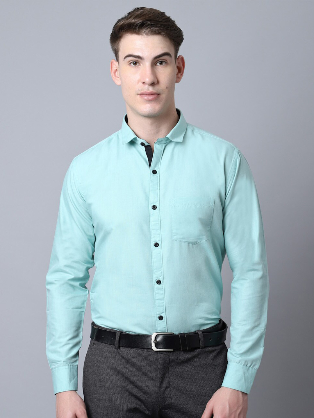 Majestic Man Men Sea Green Slim Fit Formal Shirt