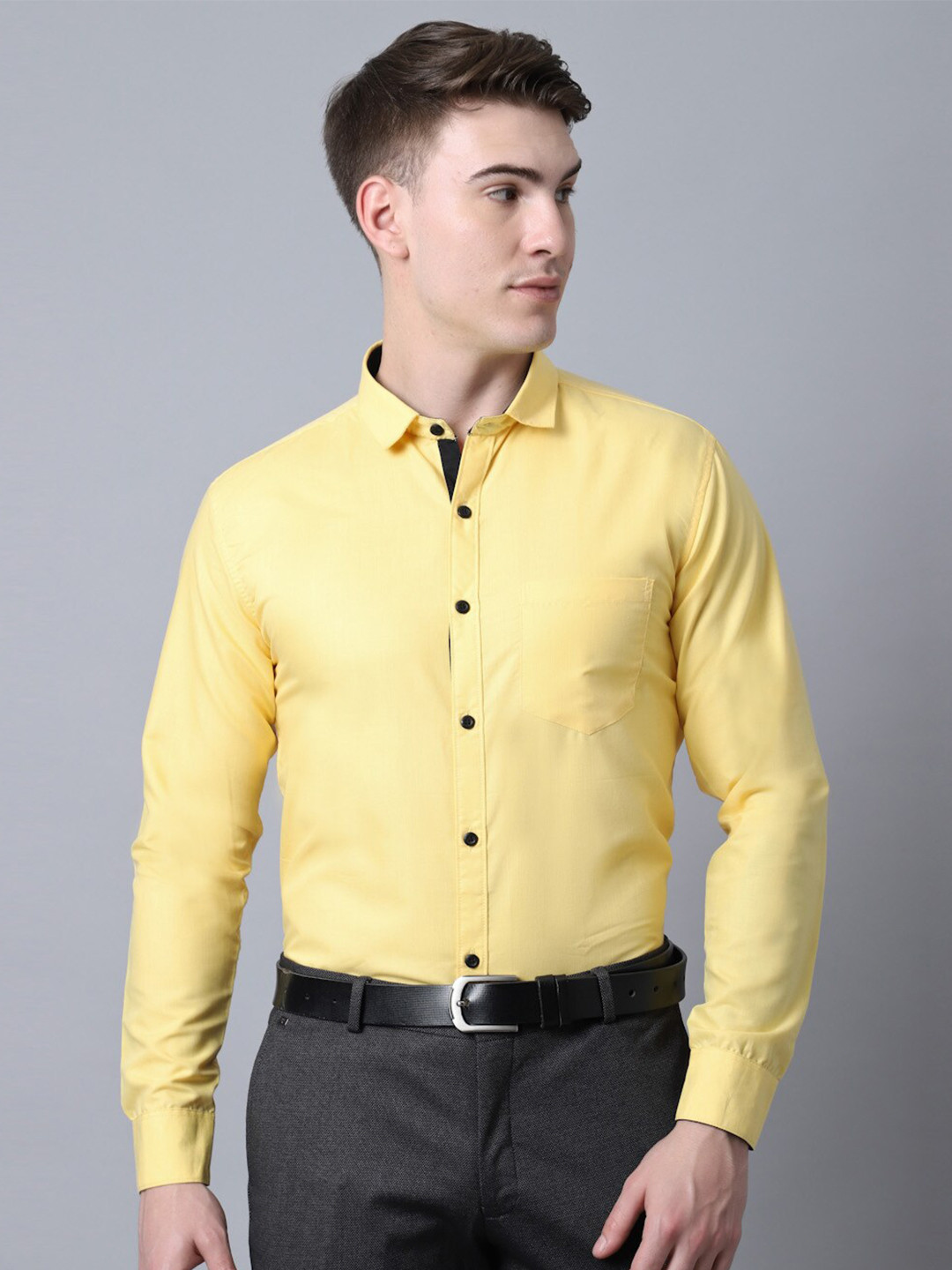 Majestic Man Men Yellow Slim Fit Formal Shirt