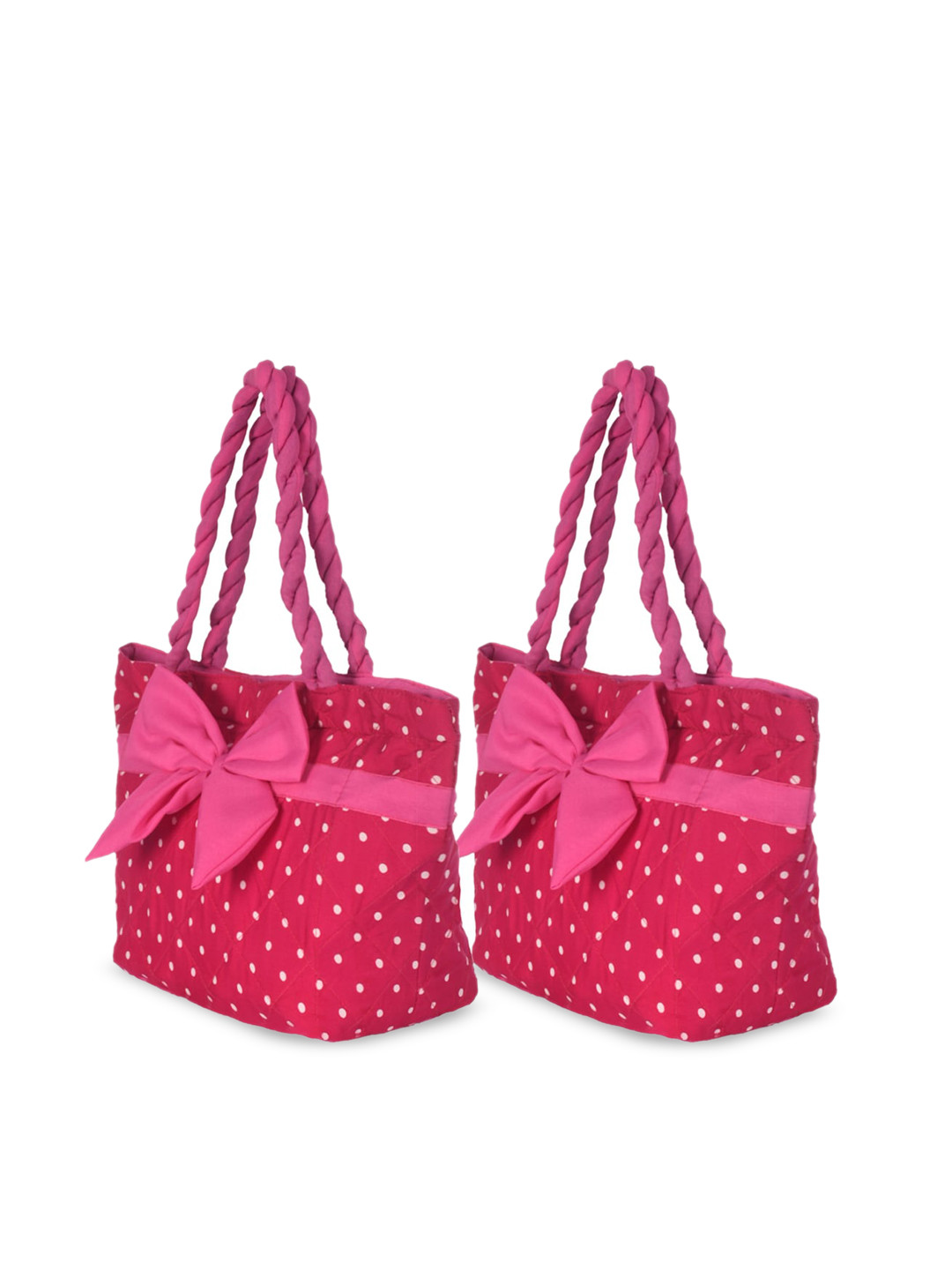 Kuber Industries Pack Of 2 Pink Structured Shoulder Bag with Bow Detail