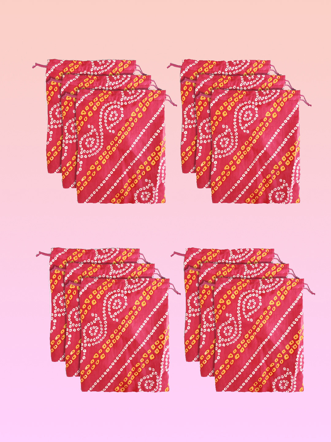 Kuber Industries 12 Unisex Pink & White Printed Potli Clutch