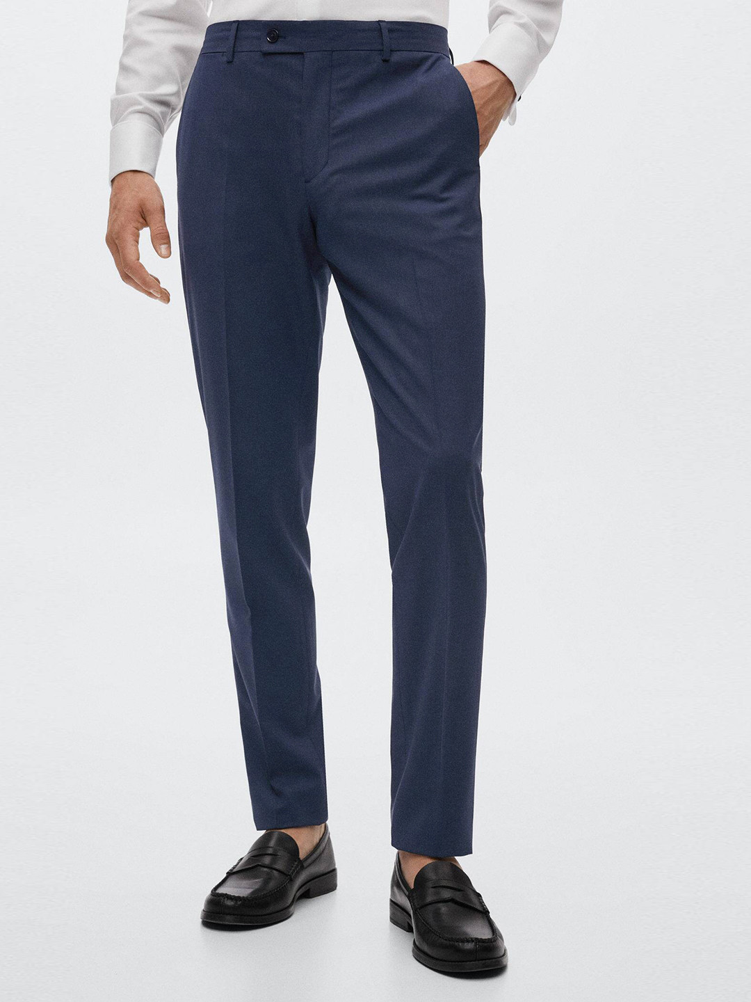 MANGO MAN Navy Blue Slim Fit Trousers