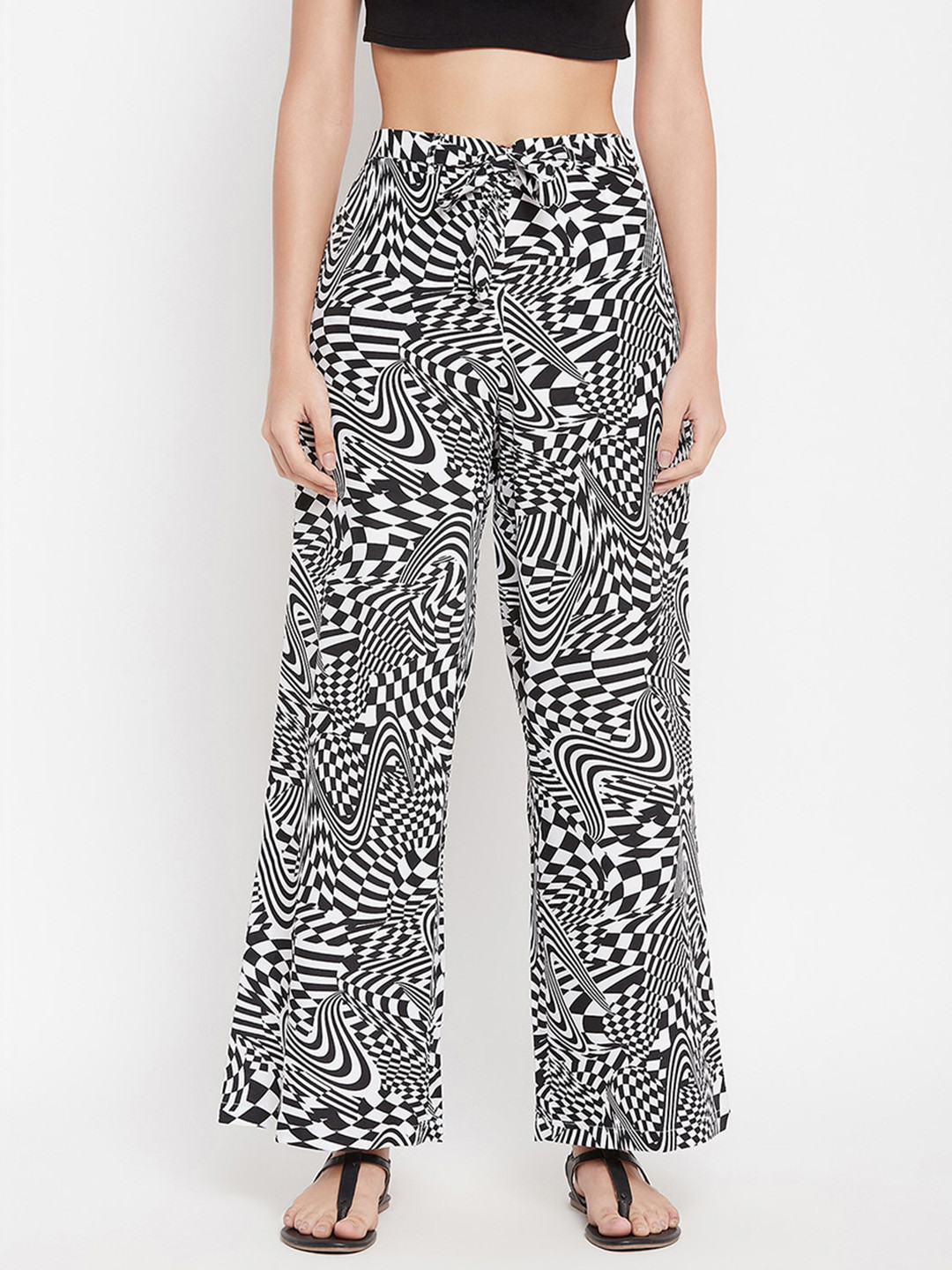 Clovia Women Geometric Printed Flared Lounge Pant