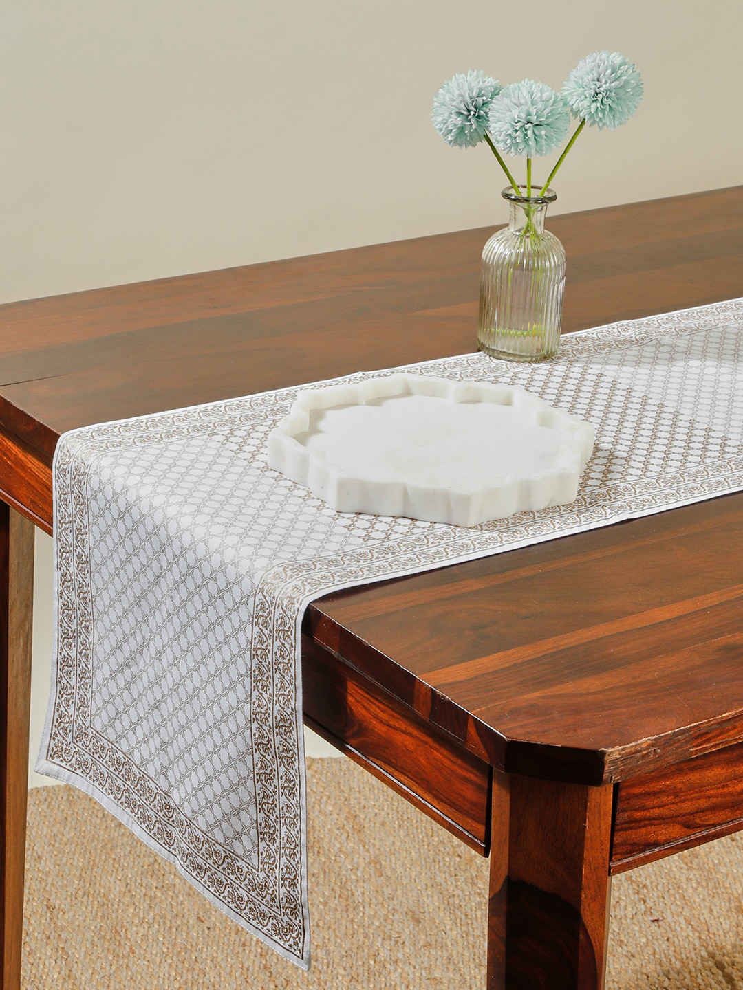 Fabindia White Printed Cotton Table Runners