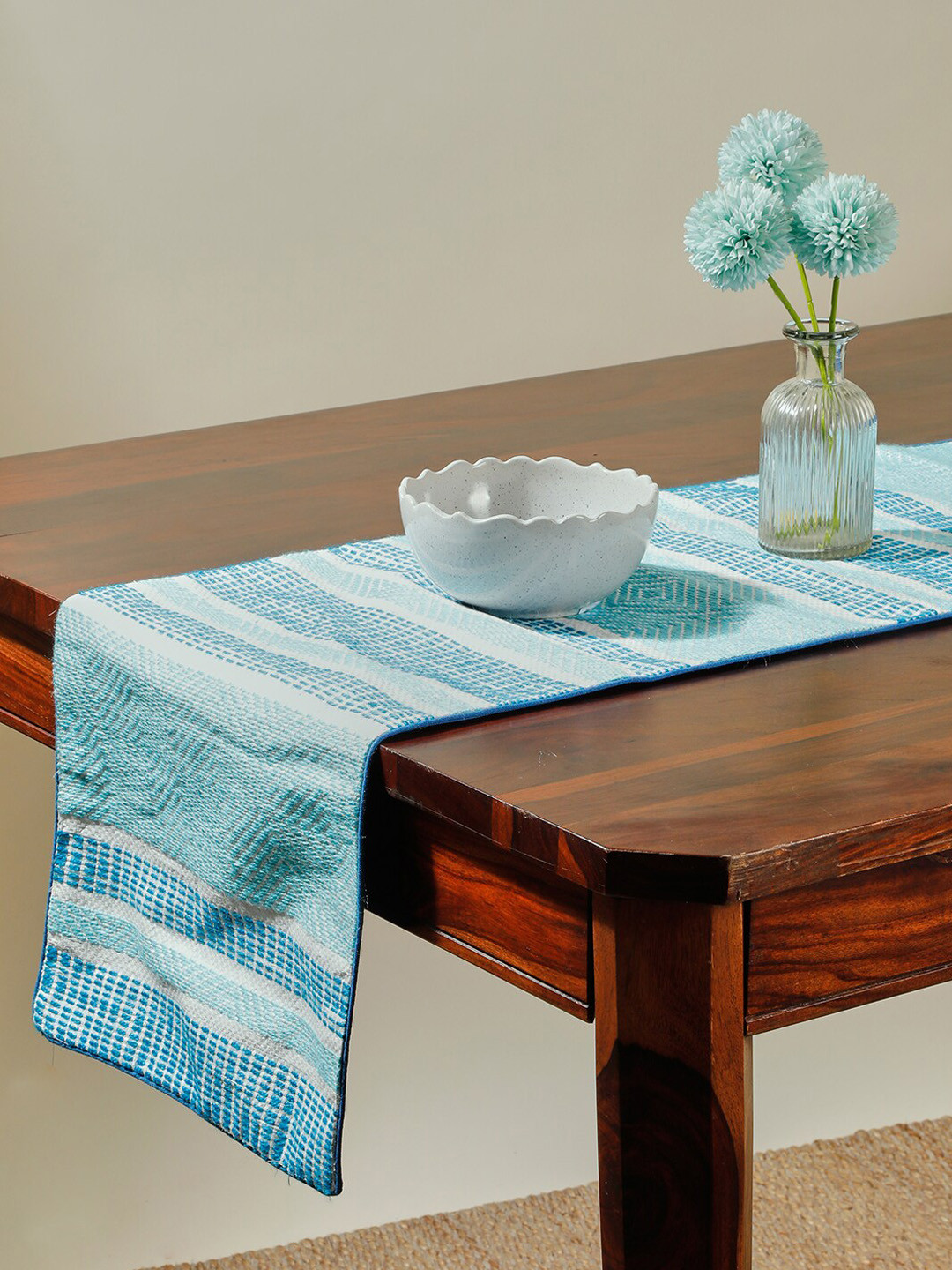 Fabindia Blue Embroidered Table Runner