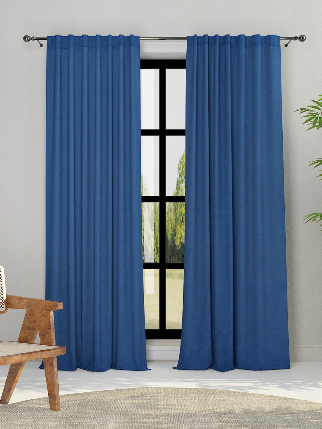 Fabindia Blue Cotton Silk Long Door Curtain