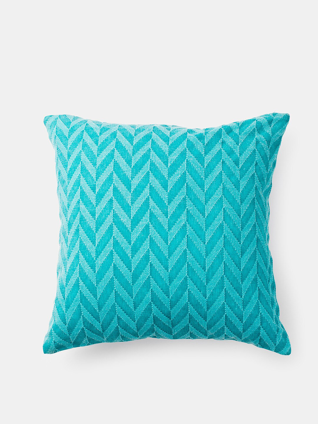 Fabindia Turquoise Blue Abstract Square Cushion Cover