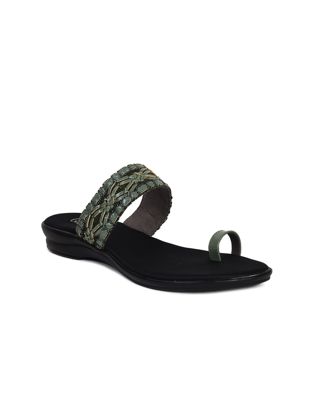 Ajanta Women Green & Black Printed Wedge Heels