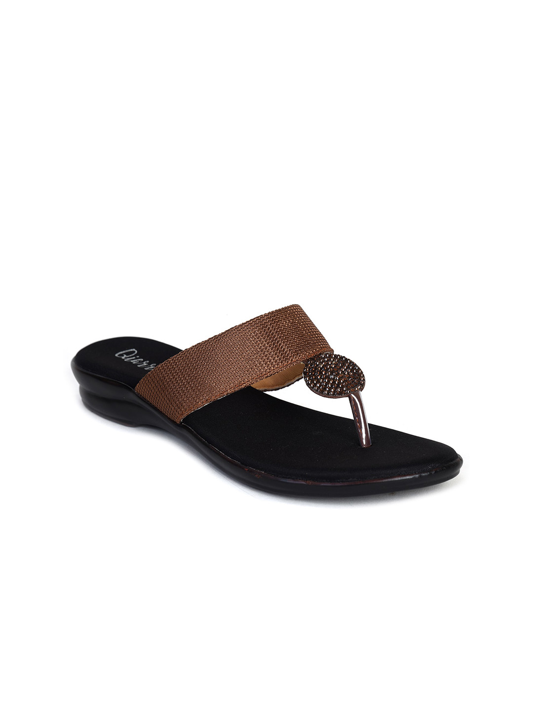 Ajanta Brown Embellished Comfort Sandals