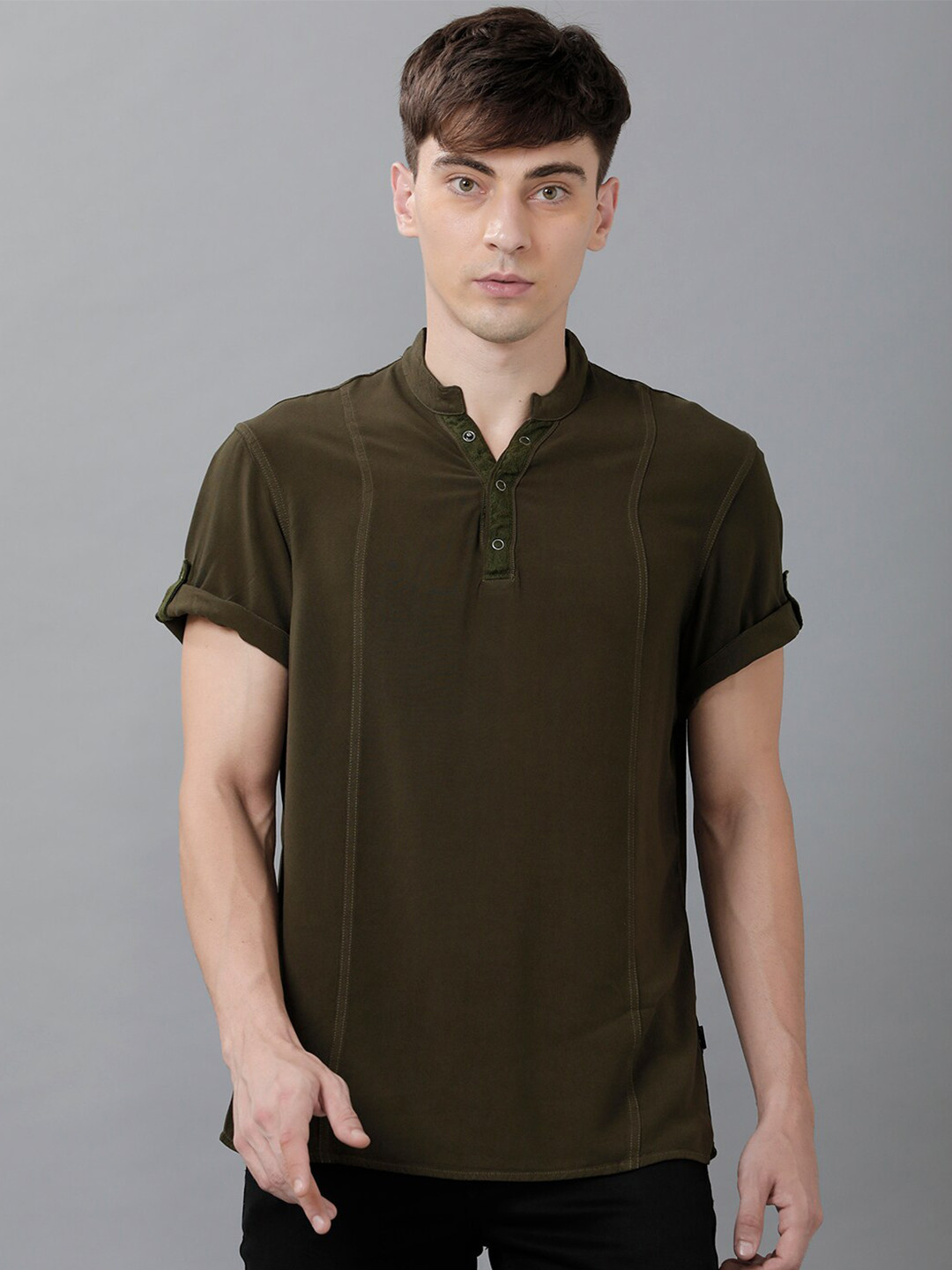 IDENTITI Men Olive Green Comfort Casual Shirt