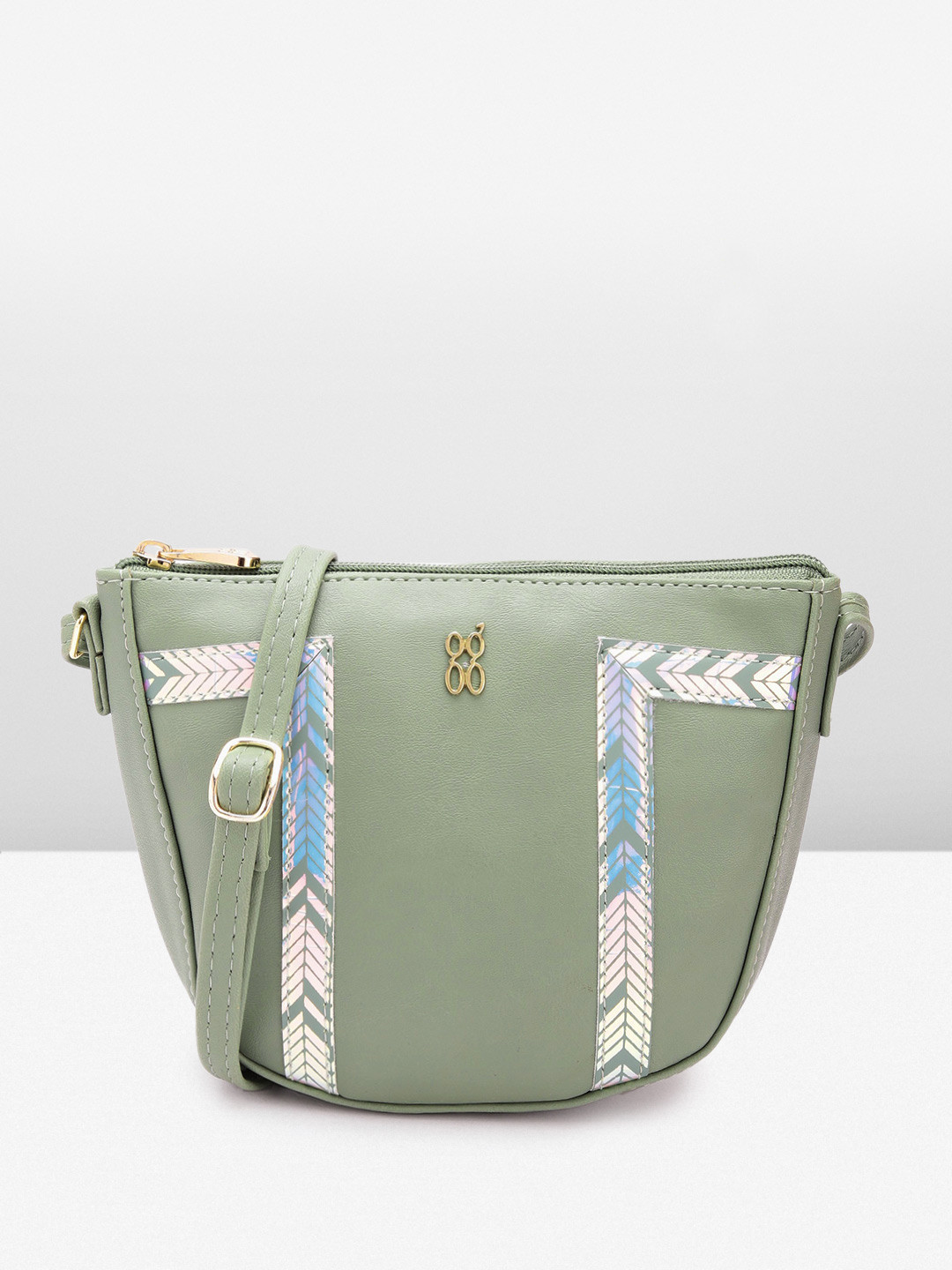Baggit Women Geometric Printed Detail Structured Sling Bag