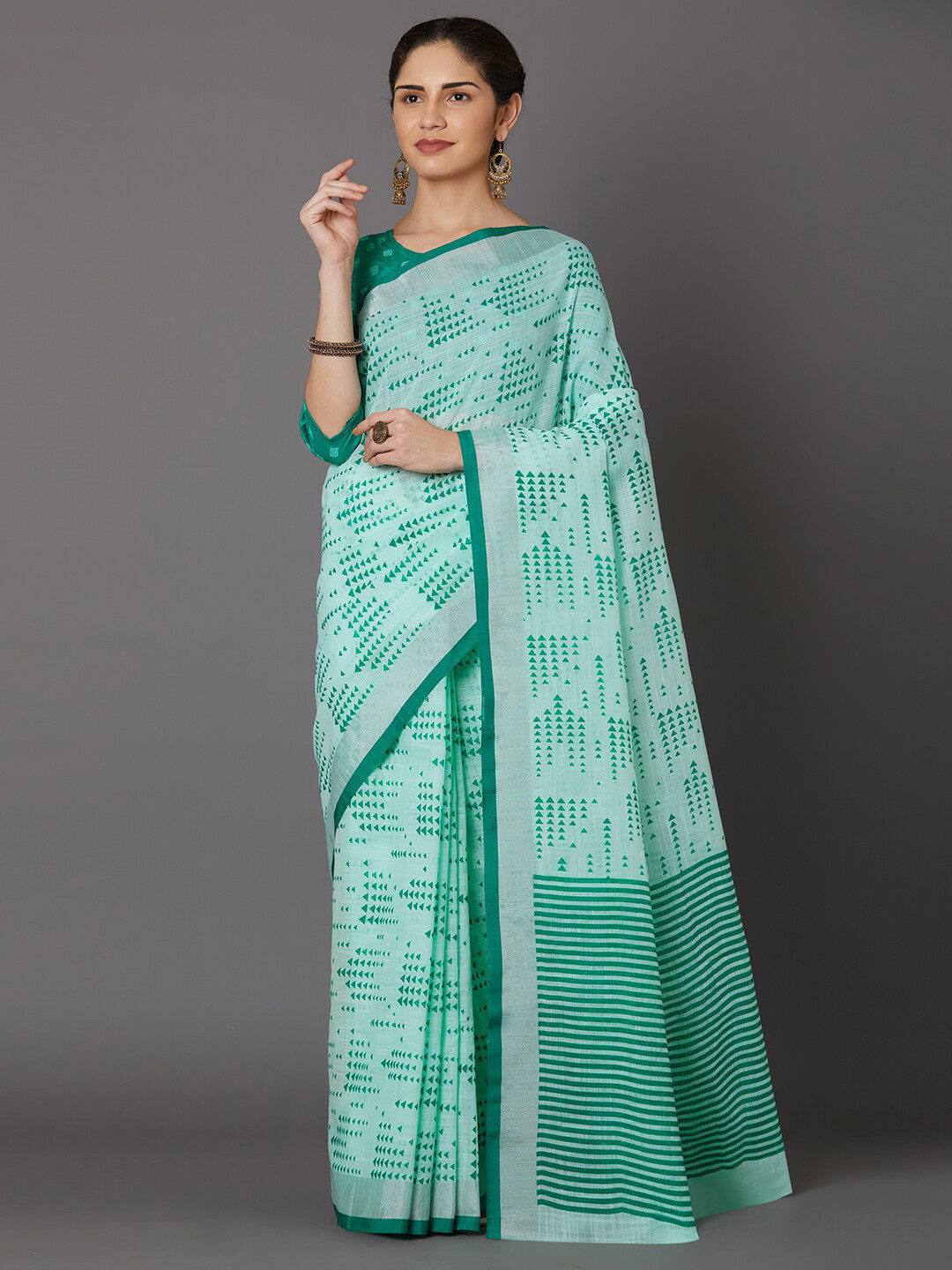 Mitera Turquoise Blue Art Silk Kanjeevaram Saree