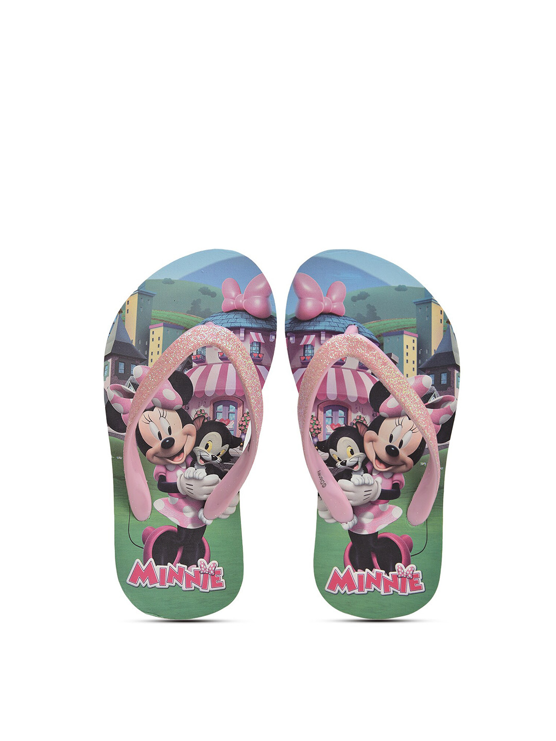 toothless Girls Pink & Green Printed Rubber Thong Flip-Flops