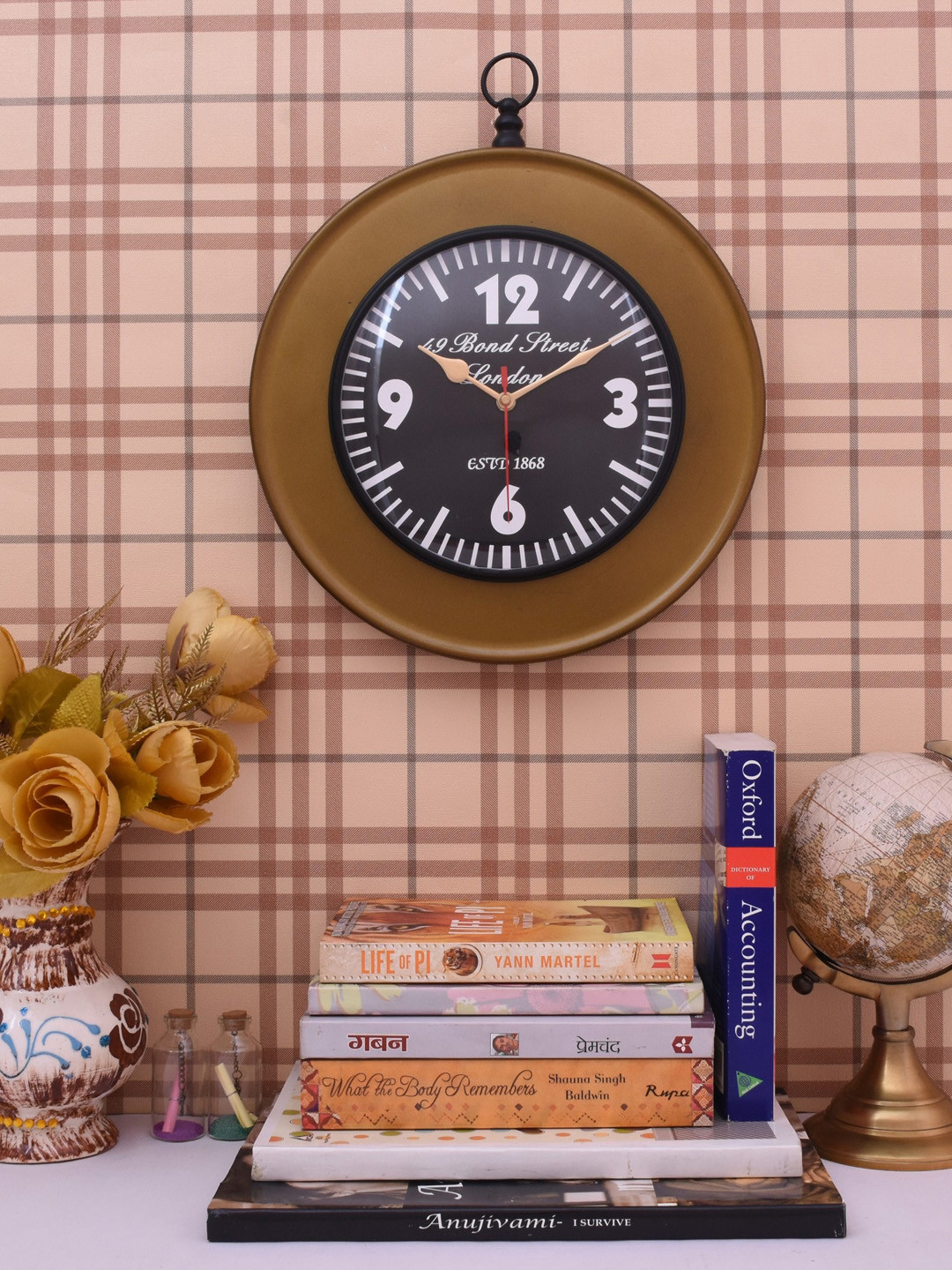 Home Sparkle Gold-Toned & Black Contemporary Wall Clock