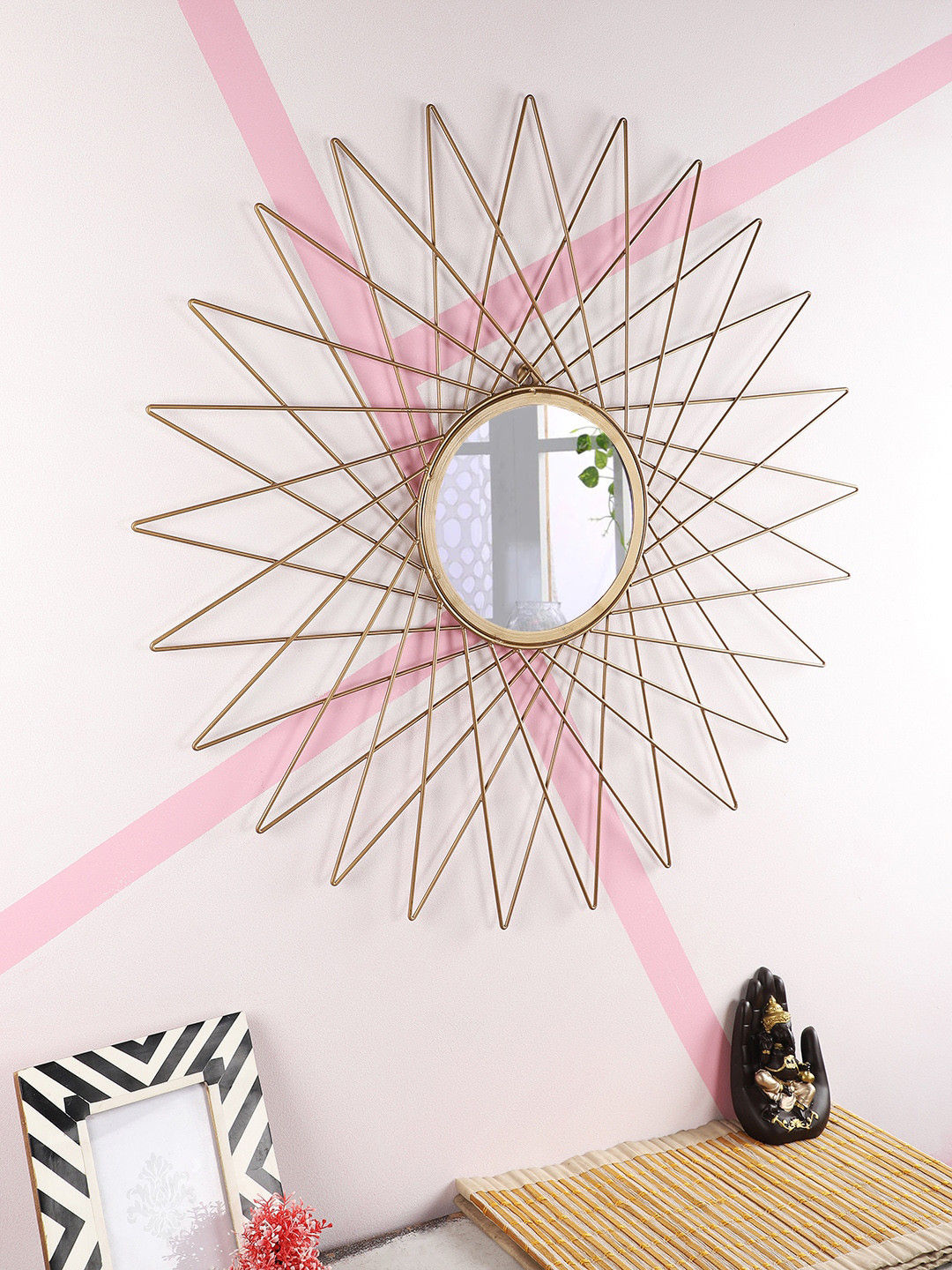 Home Sparkle Gold-Toned Textured Wall Mirrors