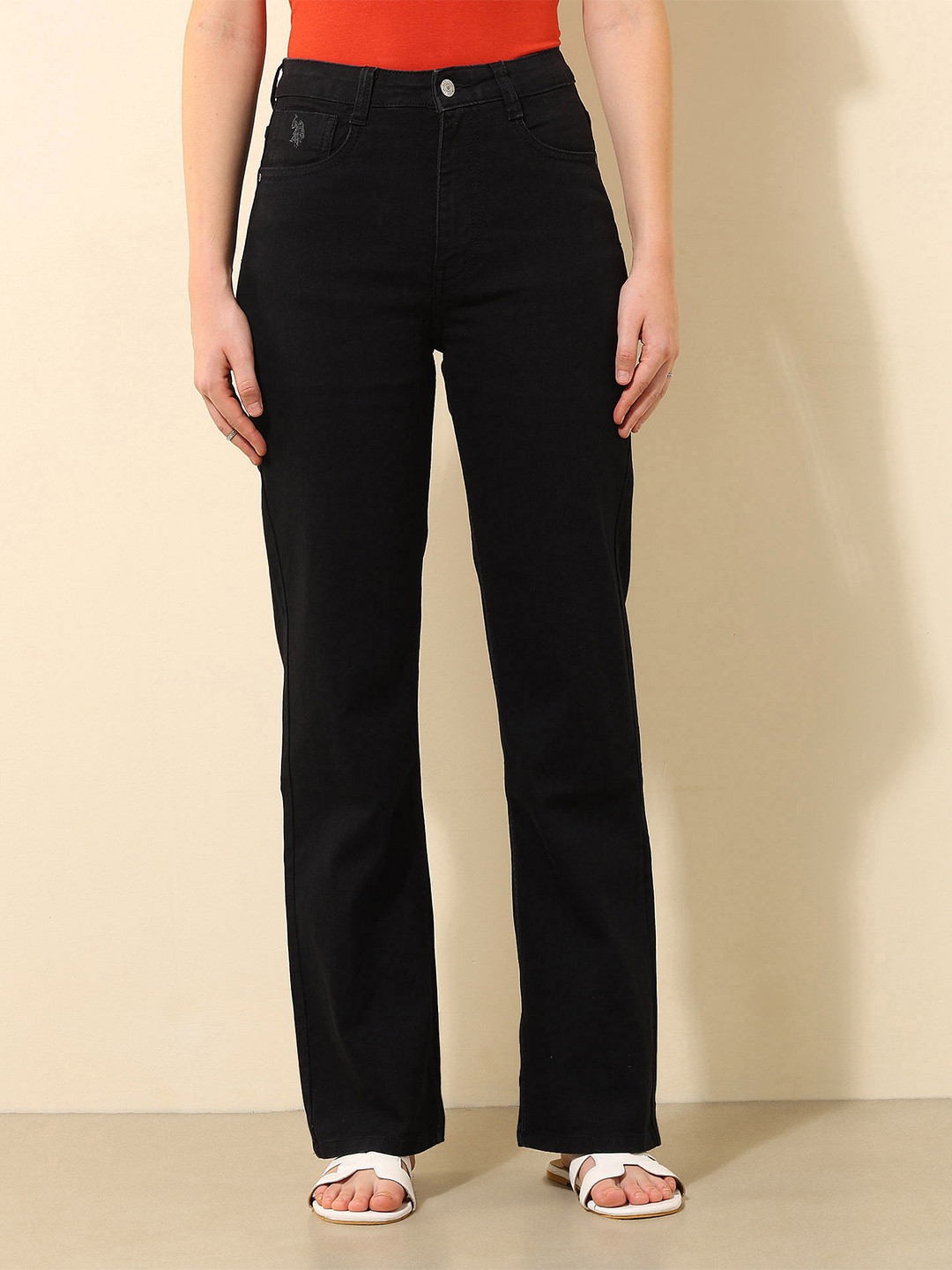 U.S. Polo Assn. Women Black Bootcut Stretchable Jeans