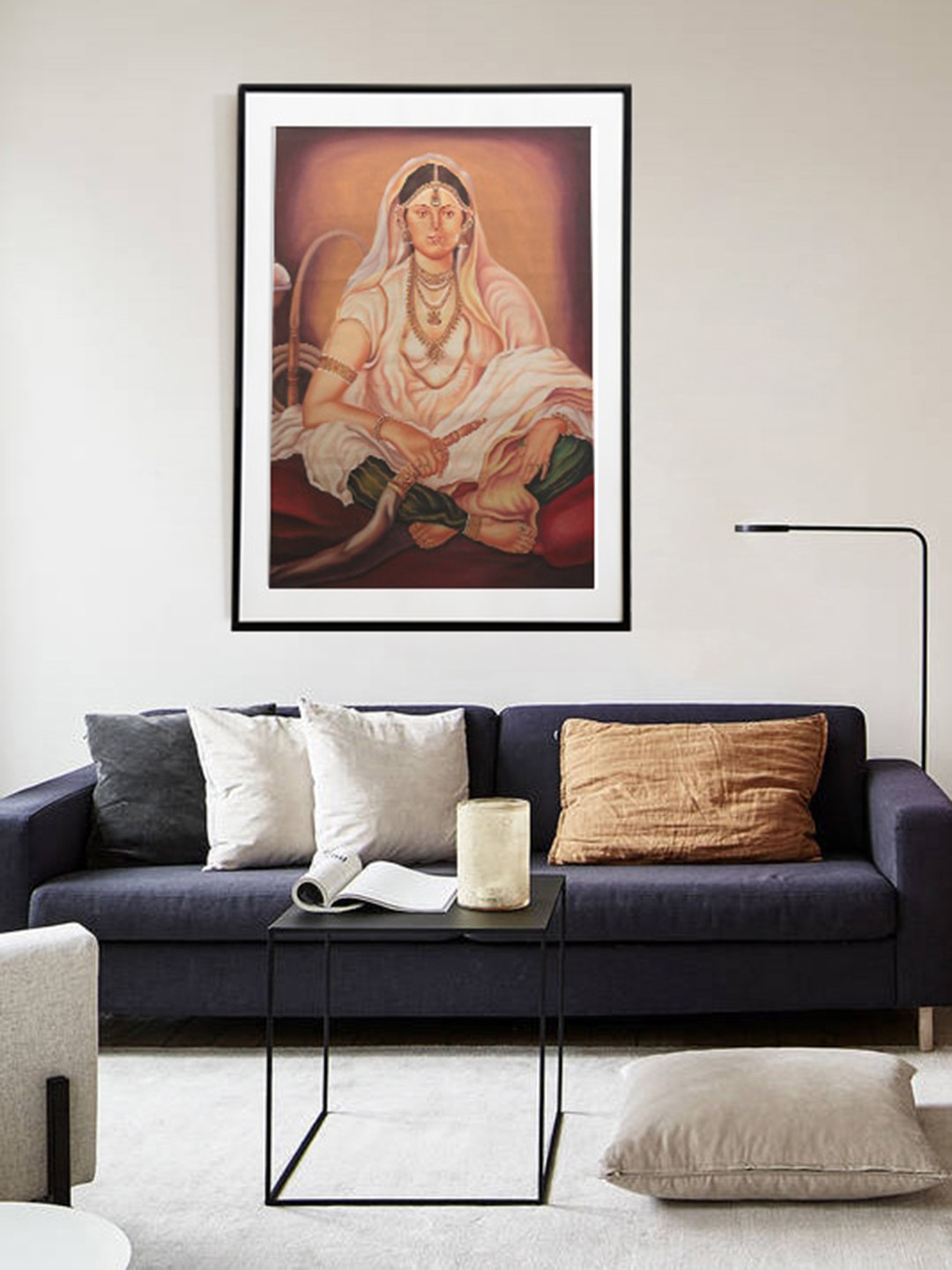 Exotic India Beige Lady With A Hookah Painted Wall Art
