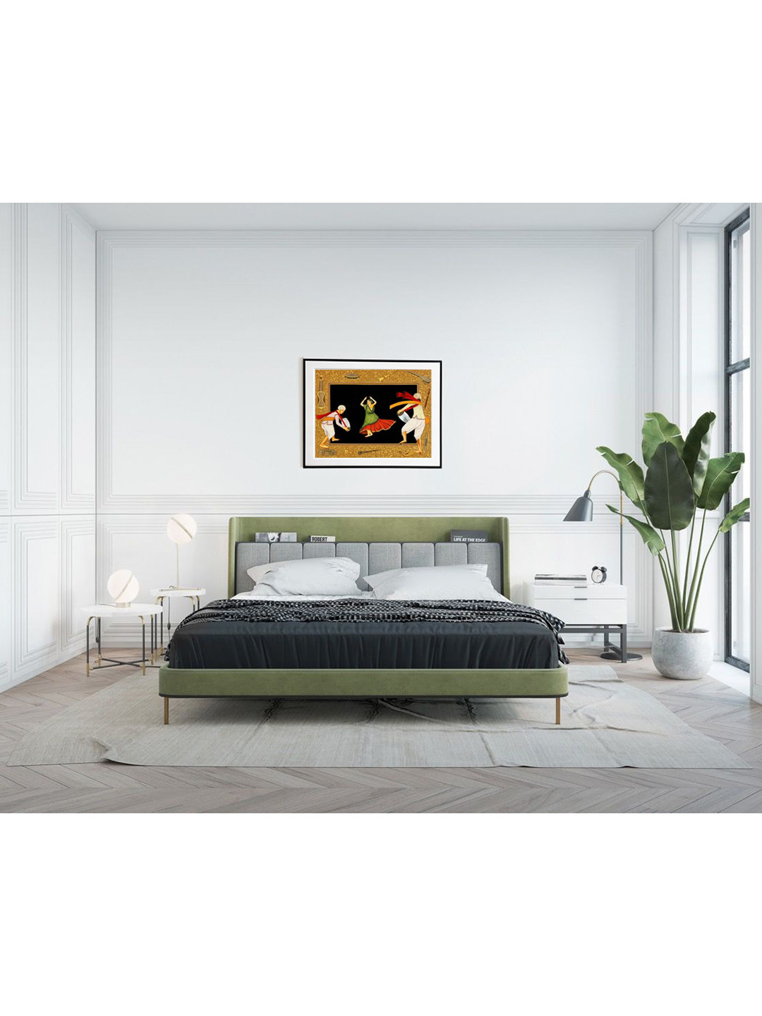 ExoticIndia A Folk Dancer Paper Wall Rectangle Paintings Wall Art - 12.99x9.84In