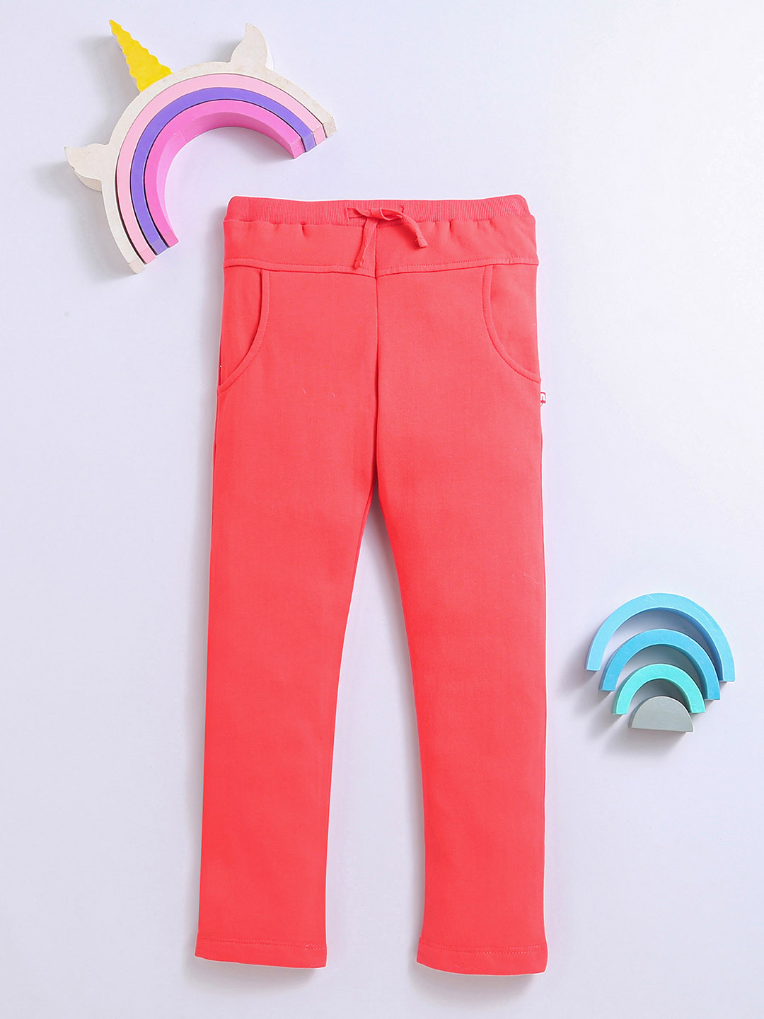 Nino Bambino Boys Red Solid Regular Fit Cotton Track Pants