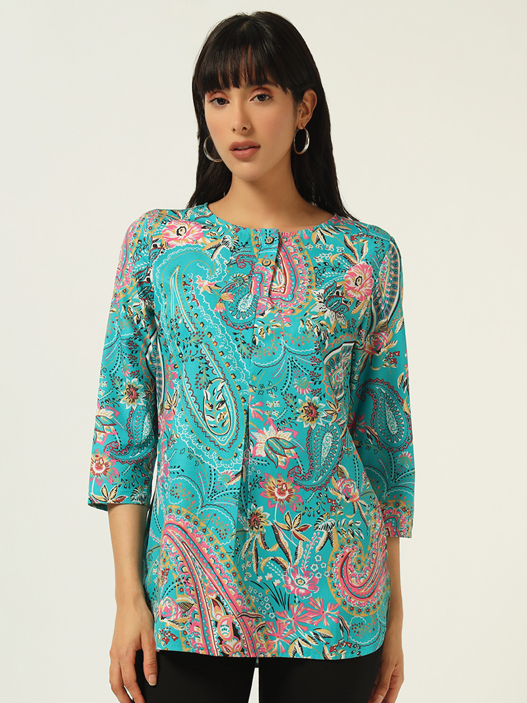 Beatnik Women Blue Paisley Printed Tops
