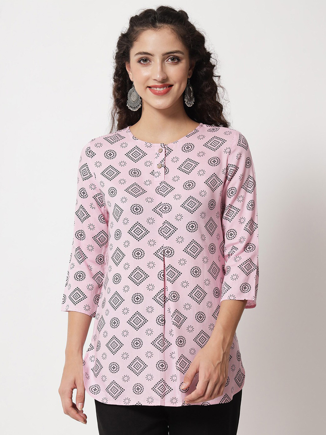 Beatnik Women Pink Geometric Printed Tops
