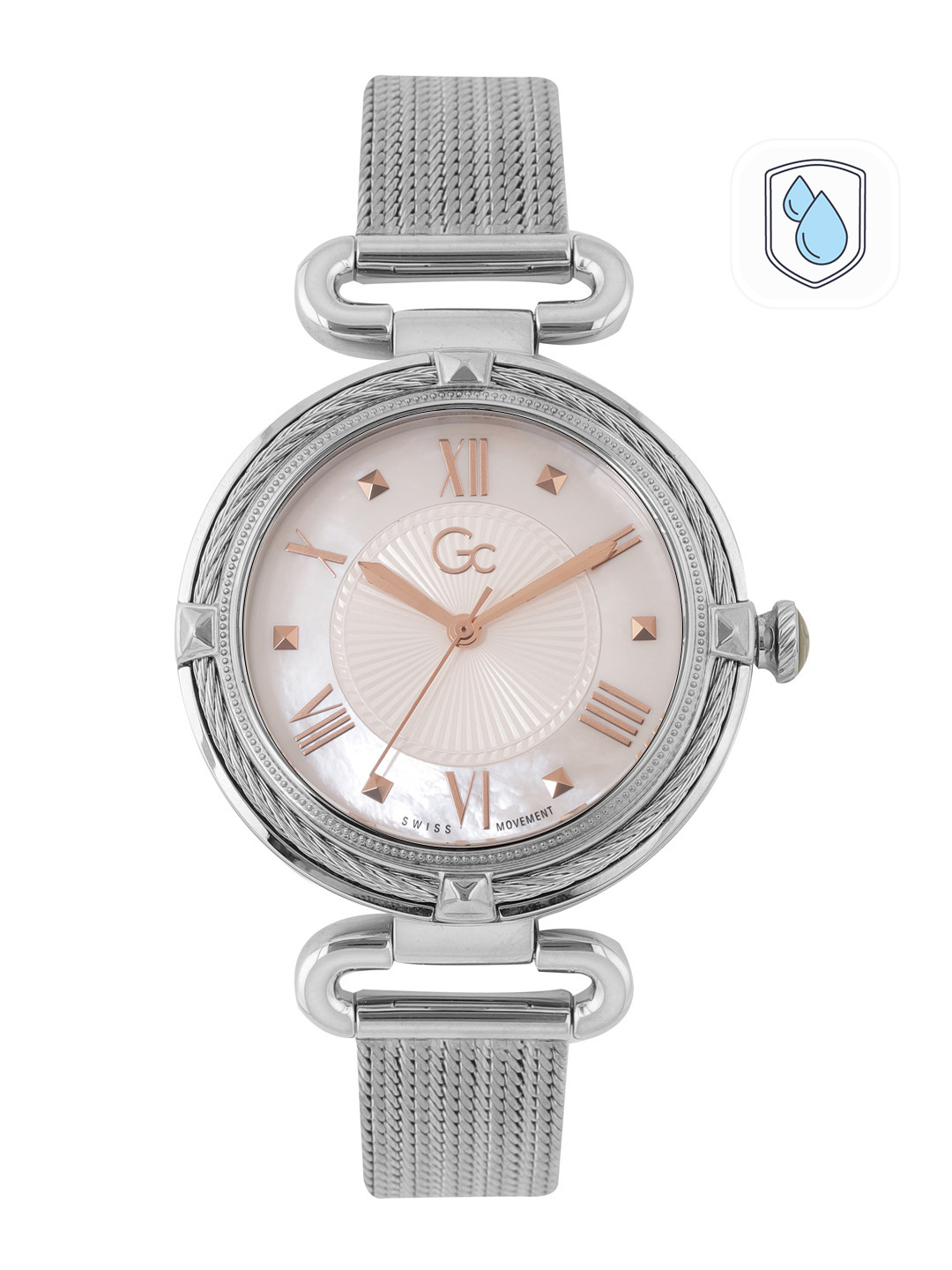 GC GUESS COLLECTION CableChic White Round Dial Women Quartz Analog Watch - Y58005L1MF